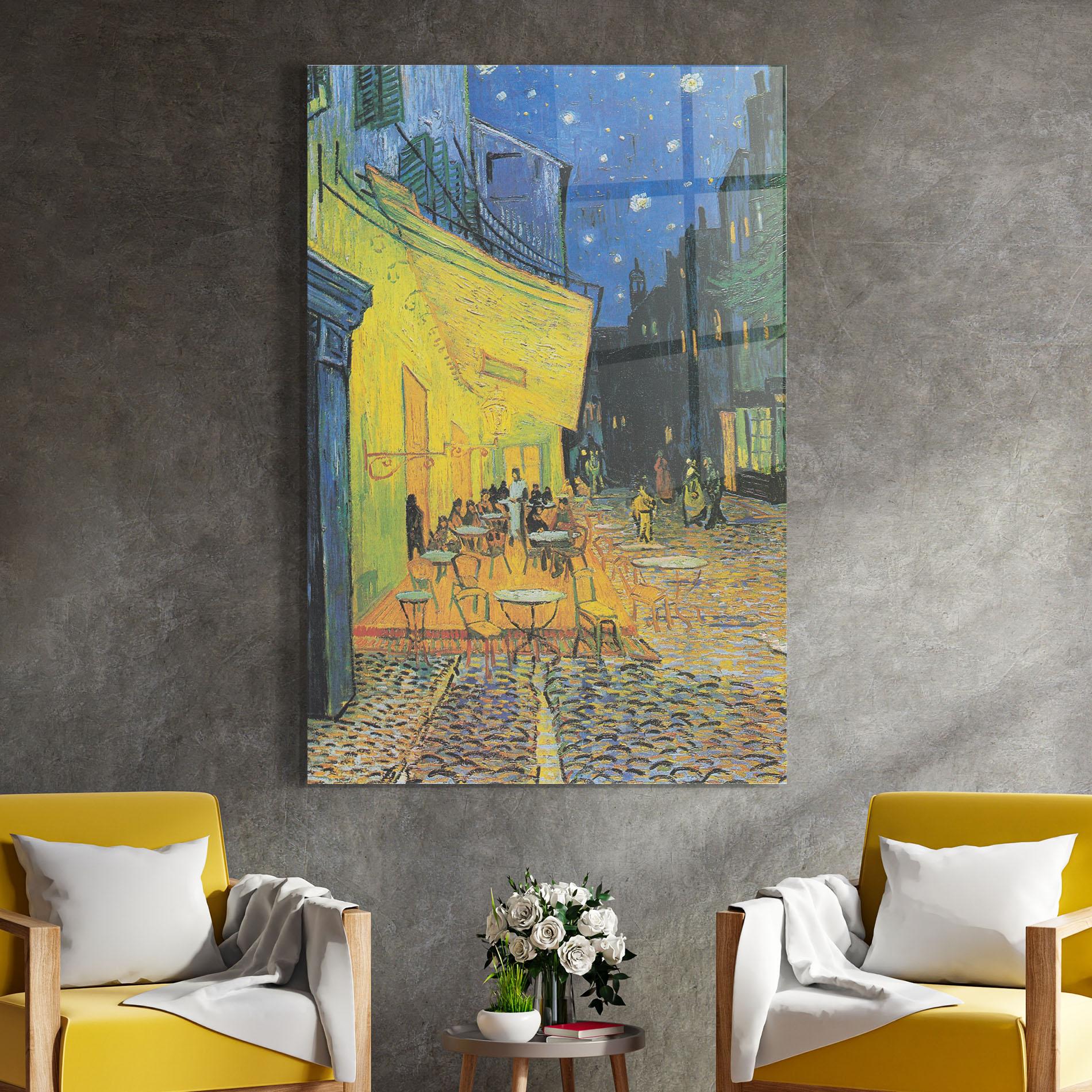 Glasbild Cafe Terrace At Night mockup 4