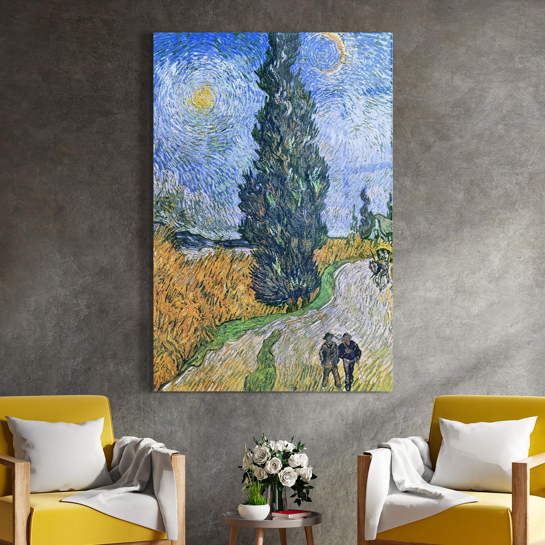 Glasbild Road With Cypress mockup 4