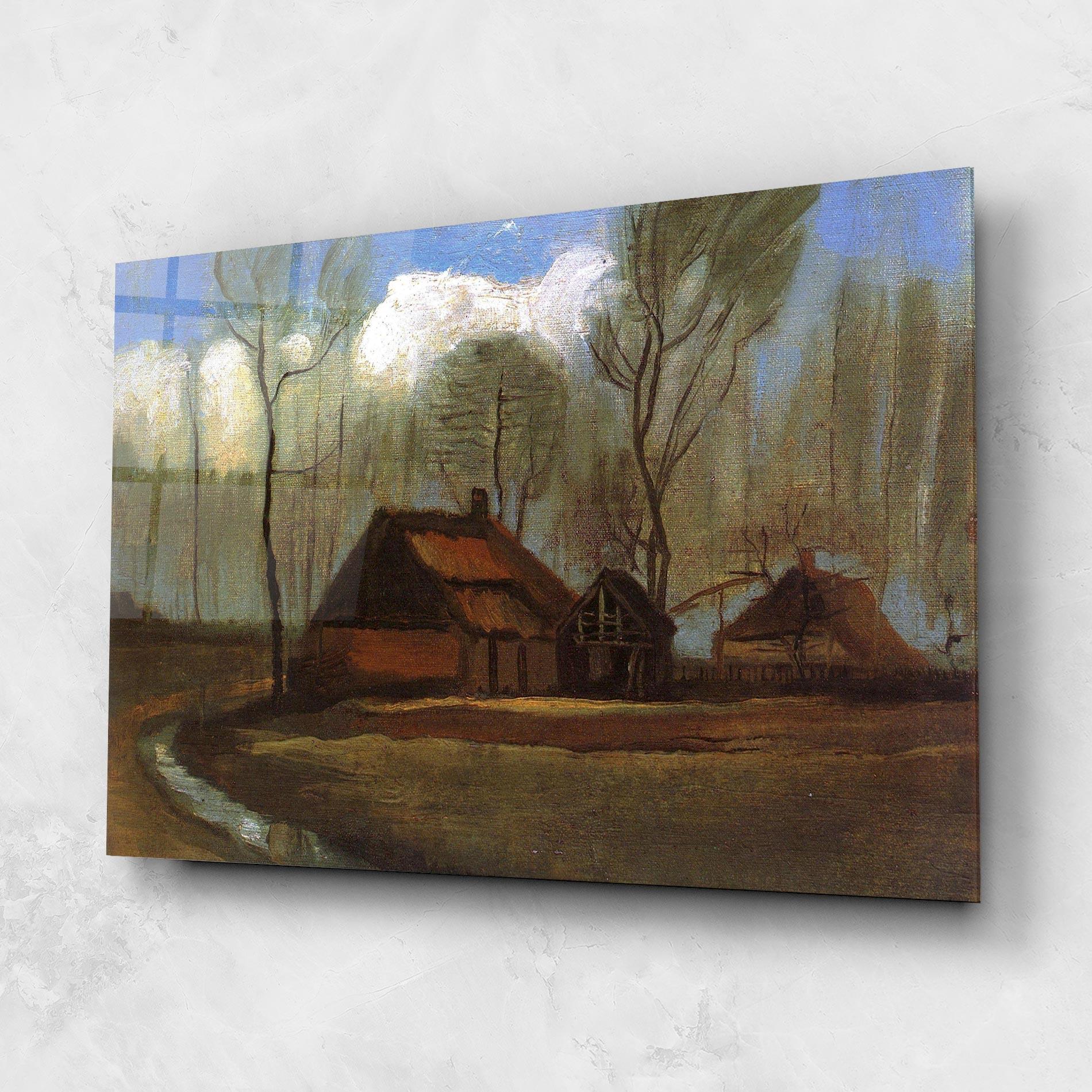 Glasbild Farmhouses Among Trees mockup 1