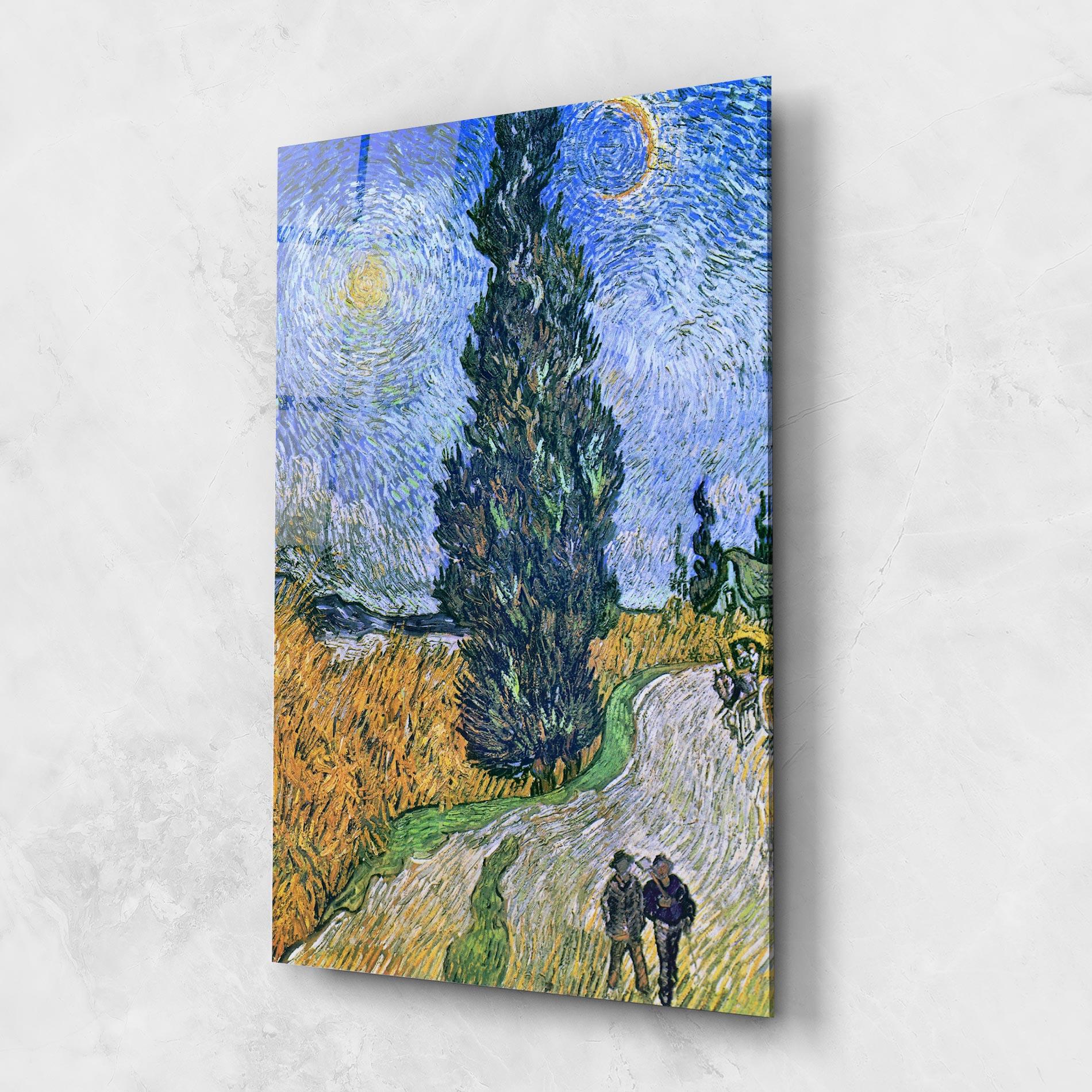 Glasbild Road With Cypress mockup 1