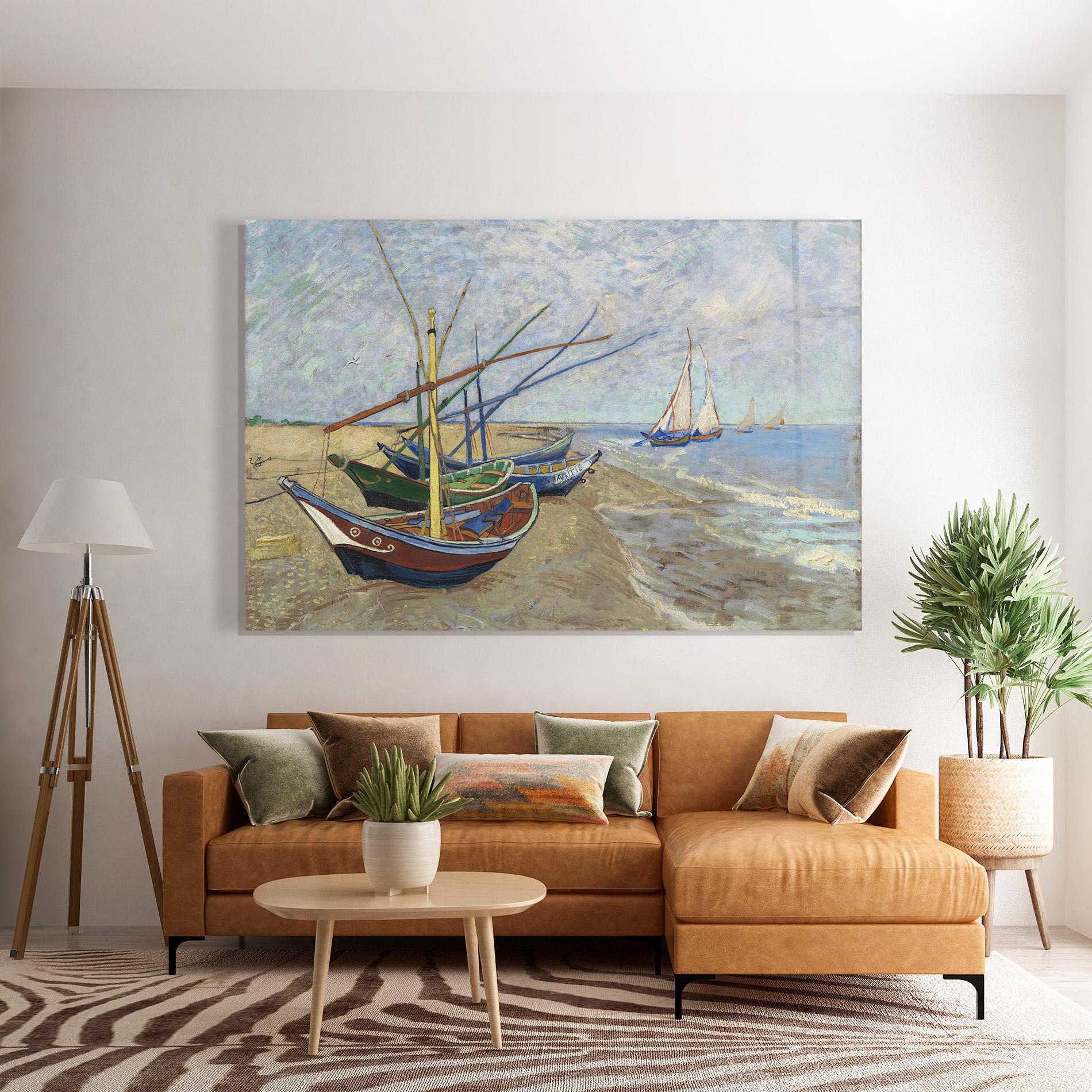 Glasbild Boats Beach mockup 7