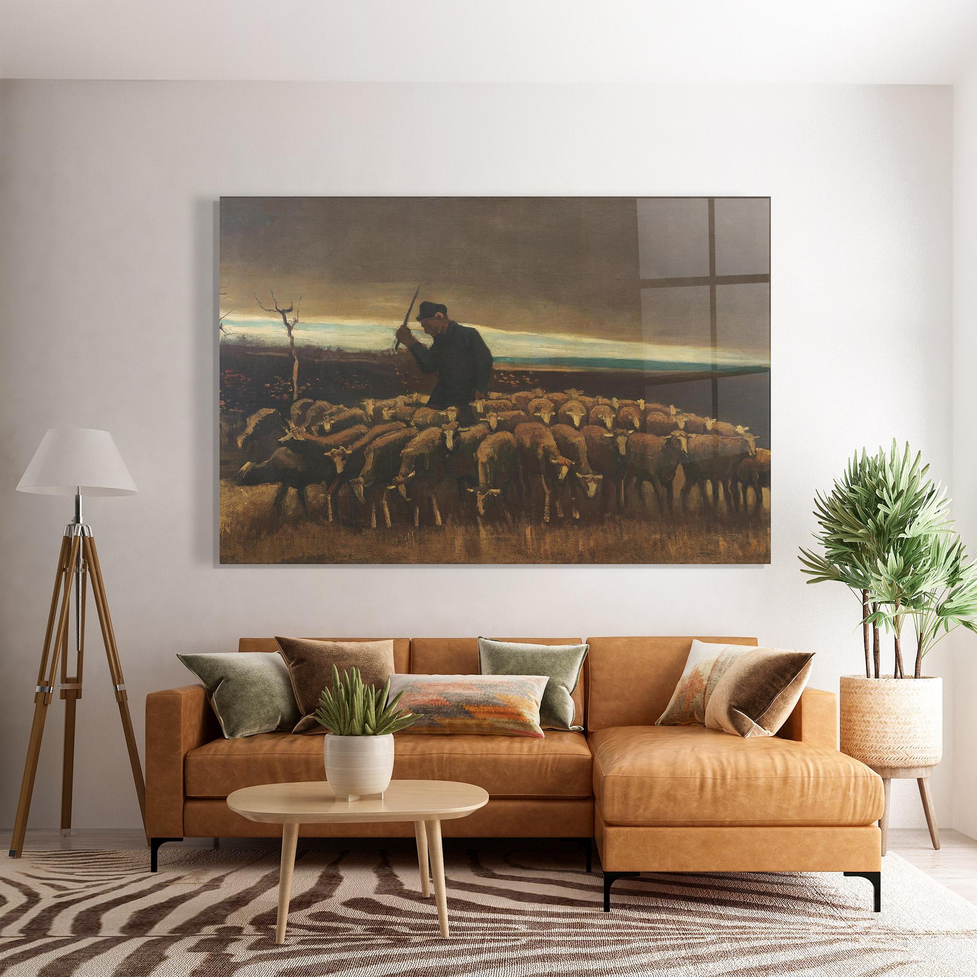 Glasbild Flock Of Sheep mockup 7