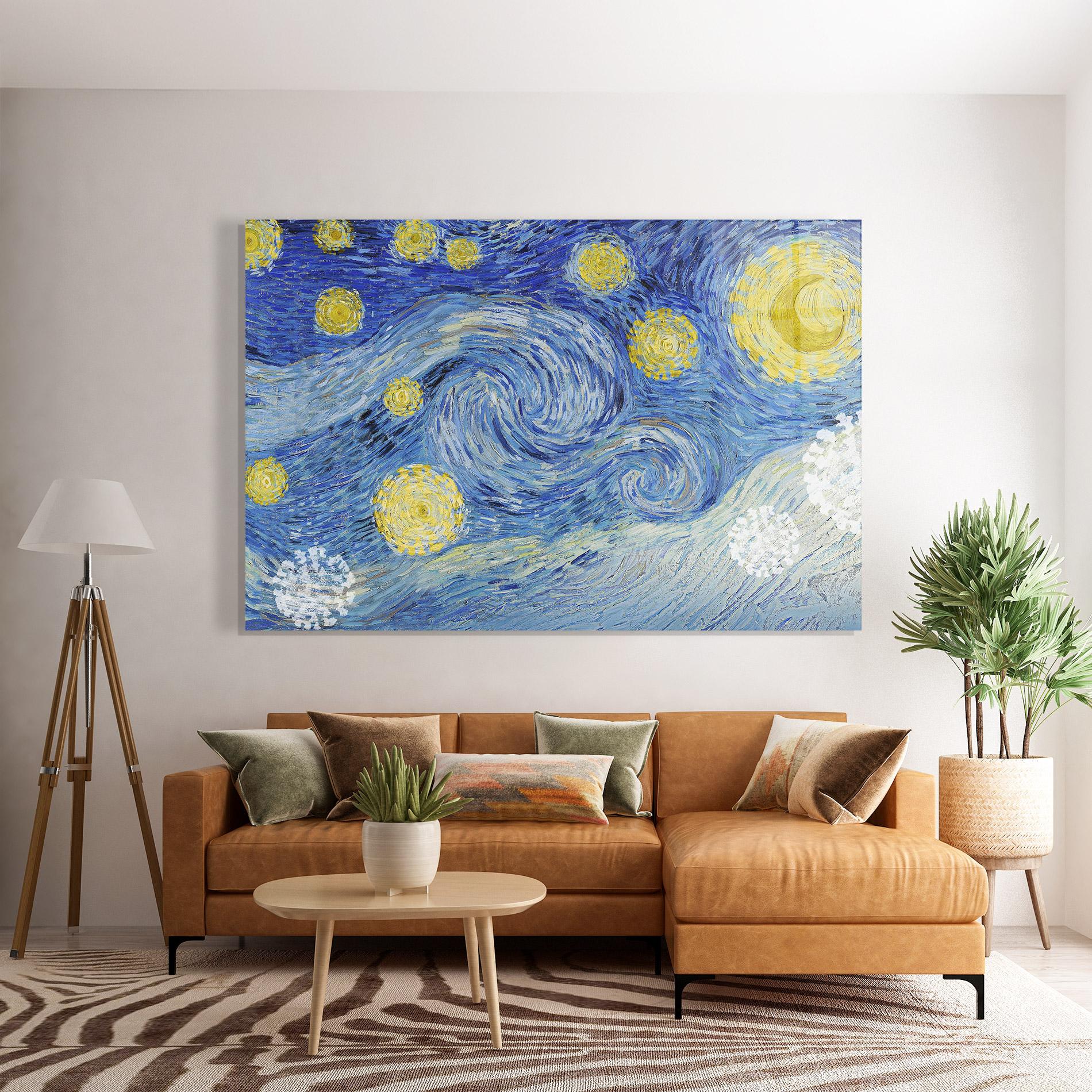 Glasbild Van Gogh Starry Night mockup 7