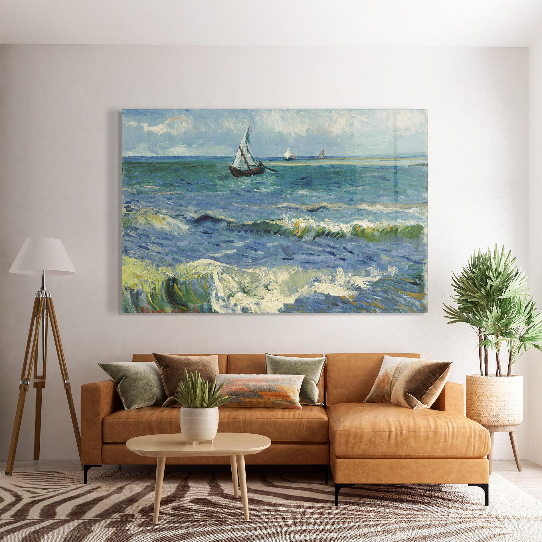 Glasbild Zeegezicht Saintes Maries mockup 7