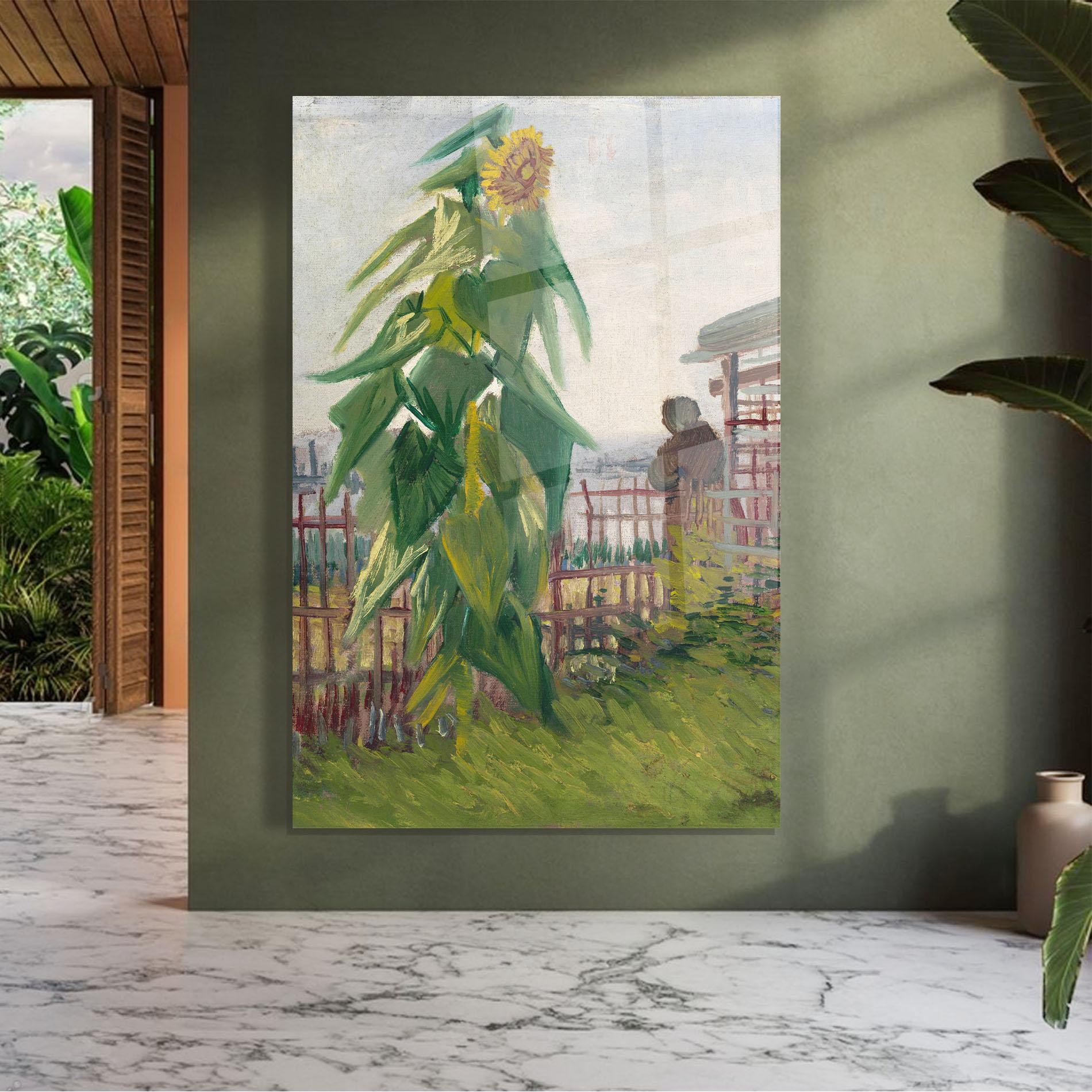 Glasbild Allotment With Sunflower mockup 7