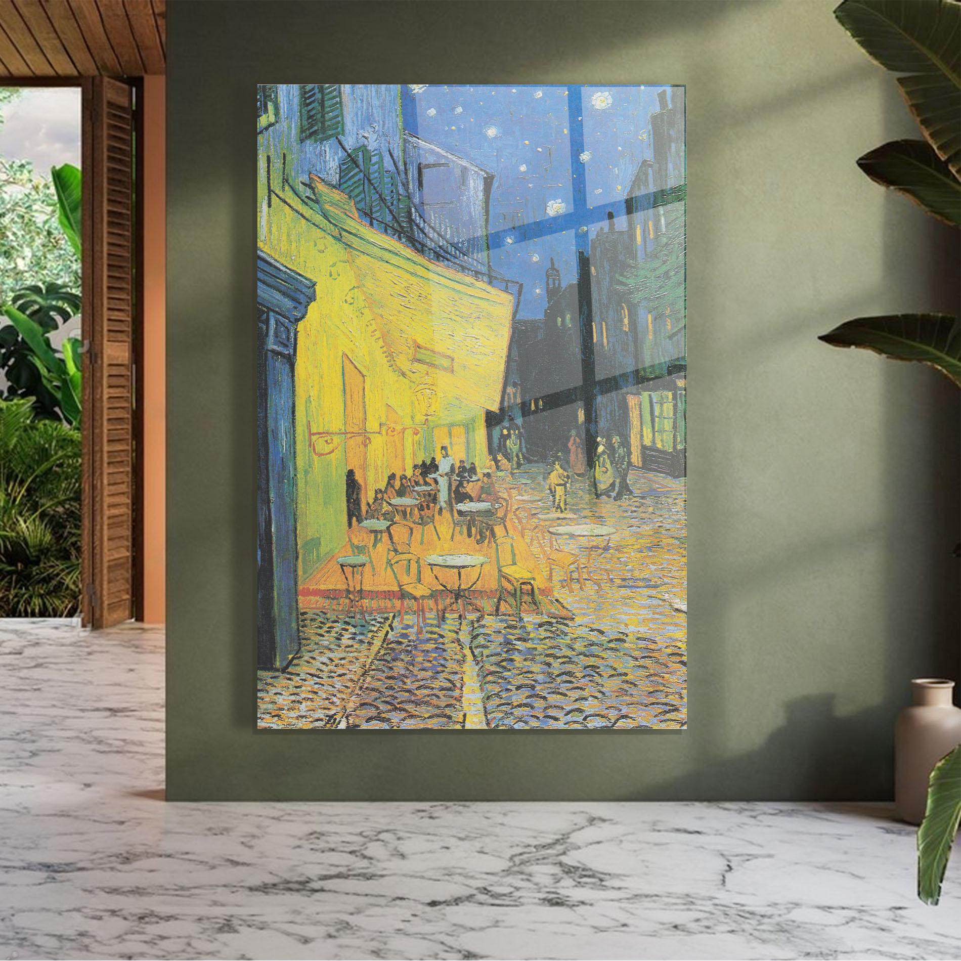 Glasbild Cafe Terrace At Night mockup 7