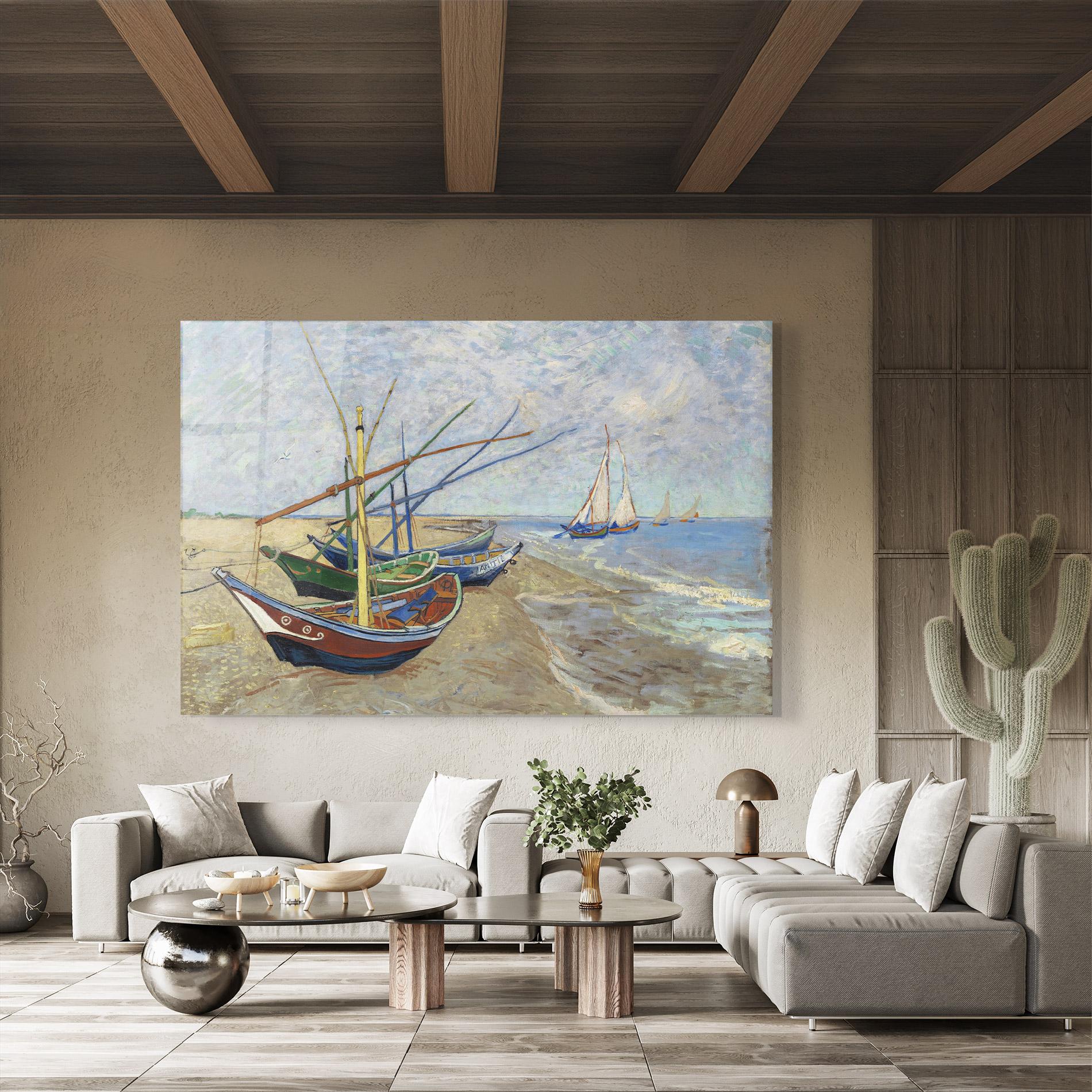 Glasbild Boats Beach mockup 8