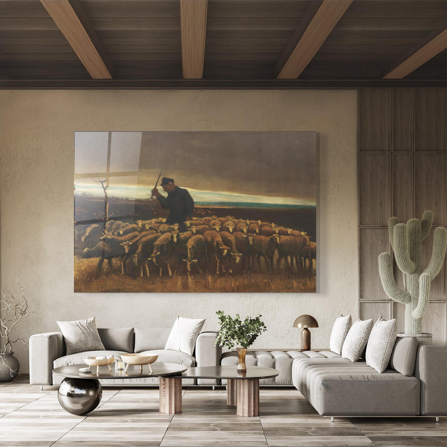 Glasbild Flock Of Sheep mockup 8