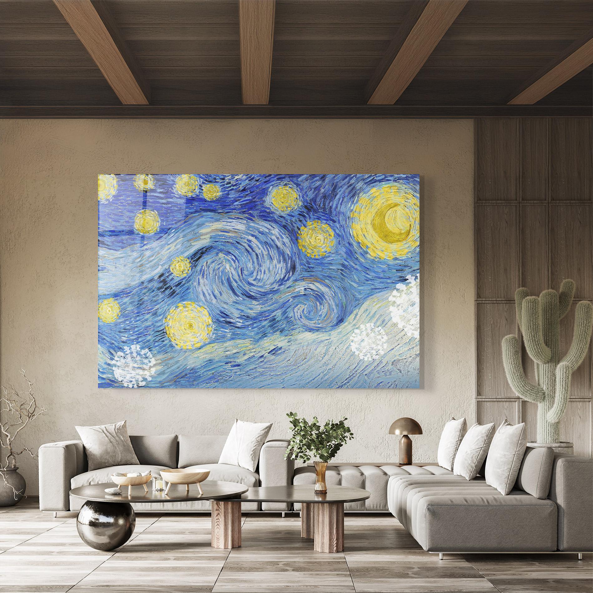 Glasbild Van Gogh Starry Night mockup 8