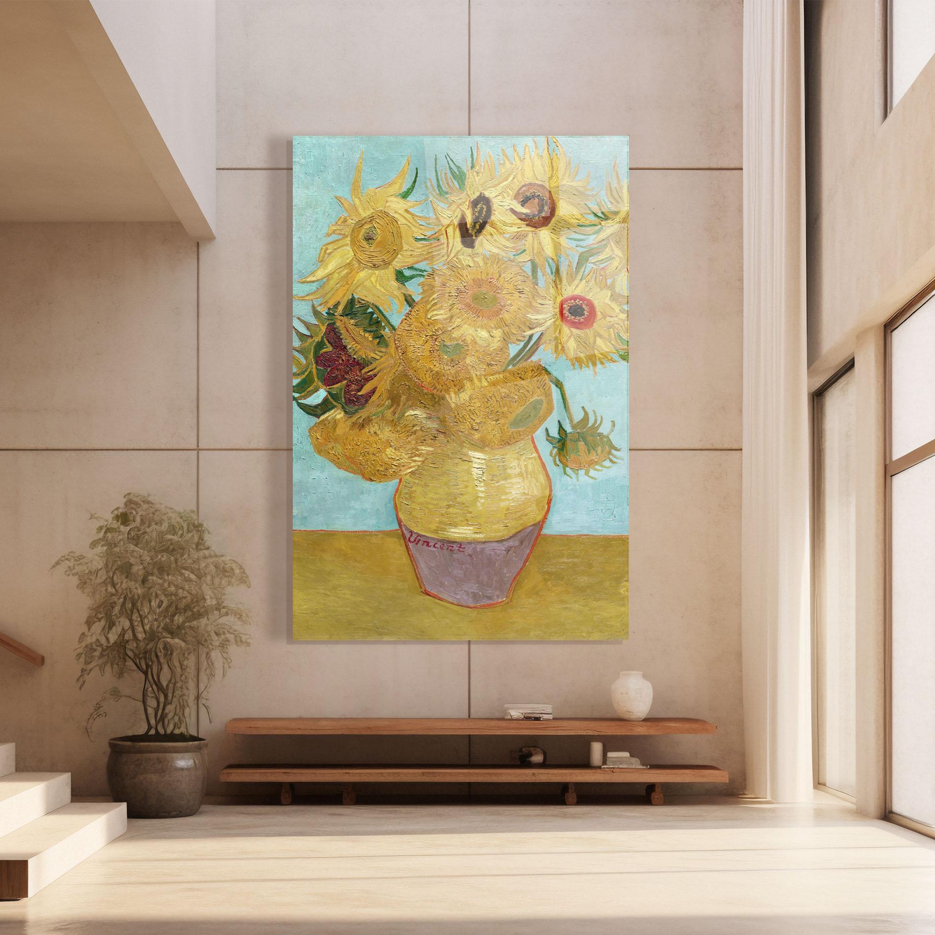 Glasbild Twelve Sunflowers mockup 8