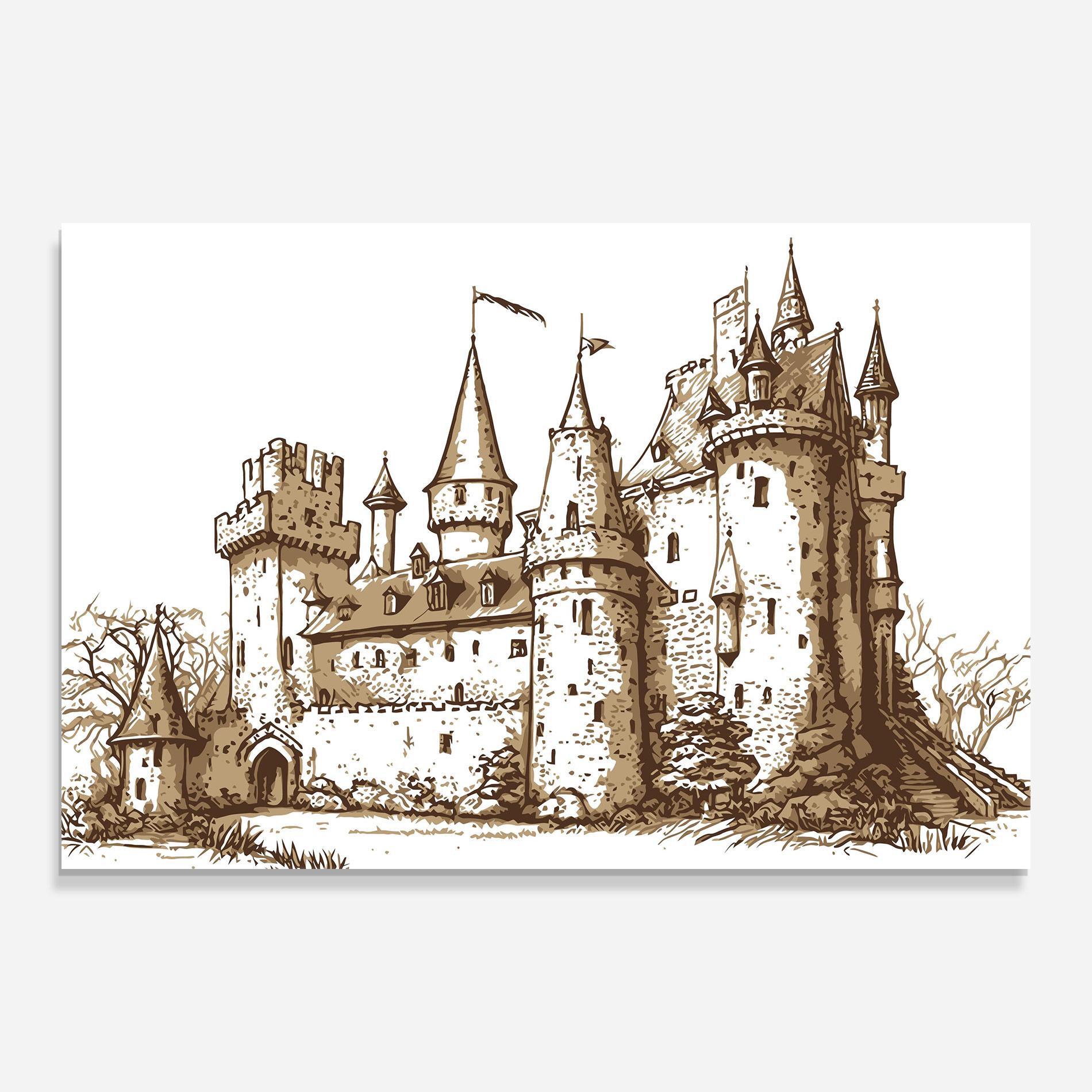 Glasbild Brown Line Castle mockup 0