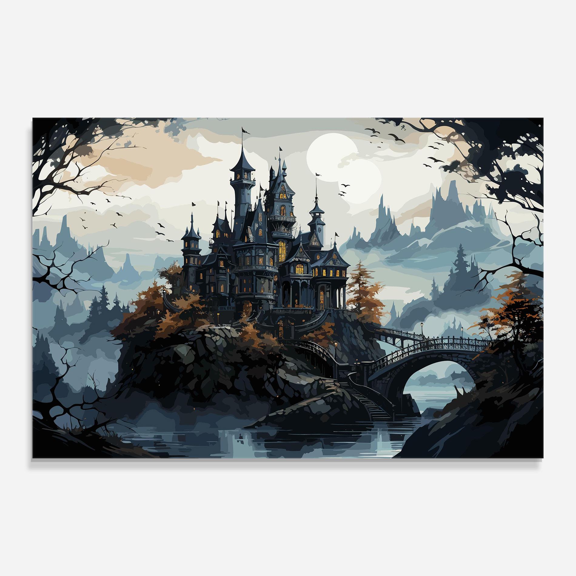 Glasbild Grey Big Castle mockup 0