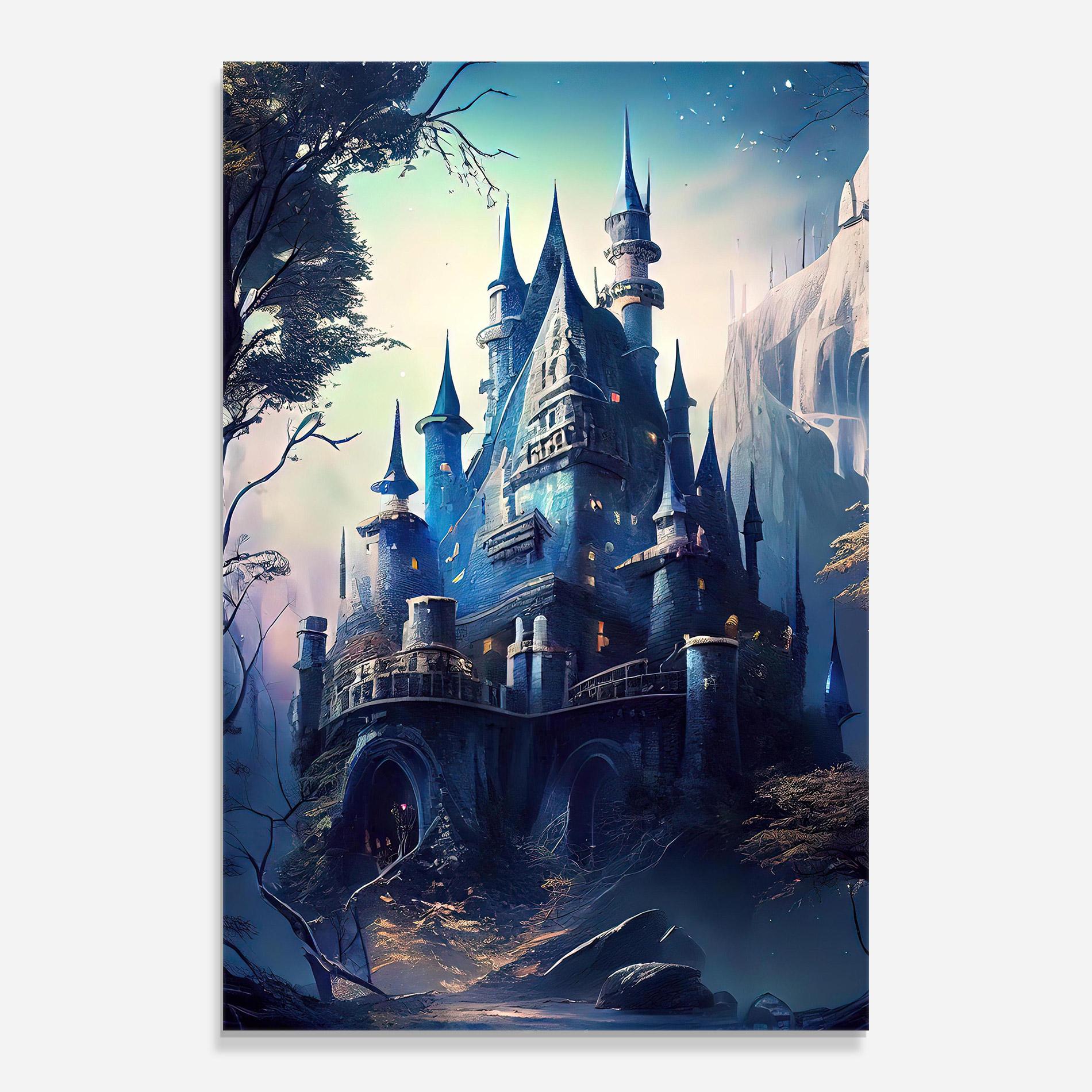 Glasbild Blue Art Castle mockup 0