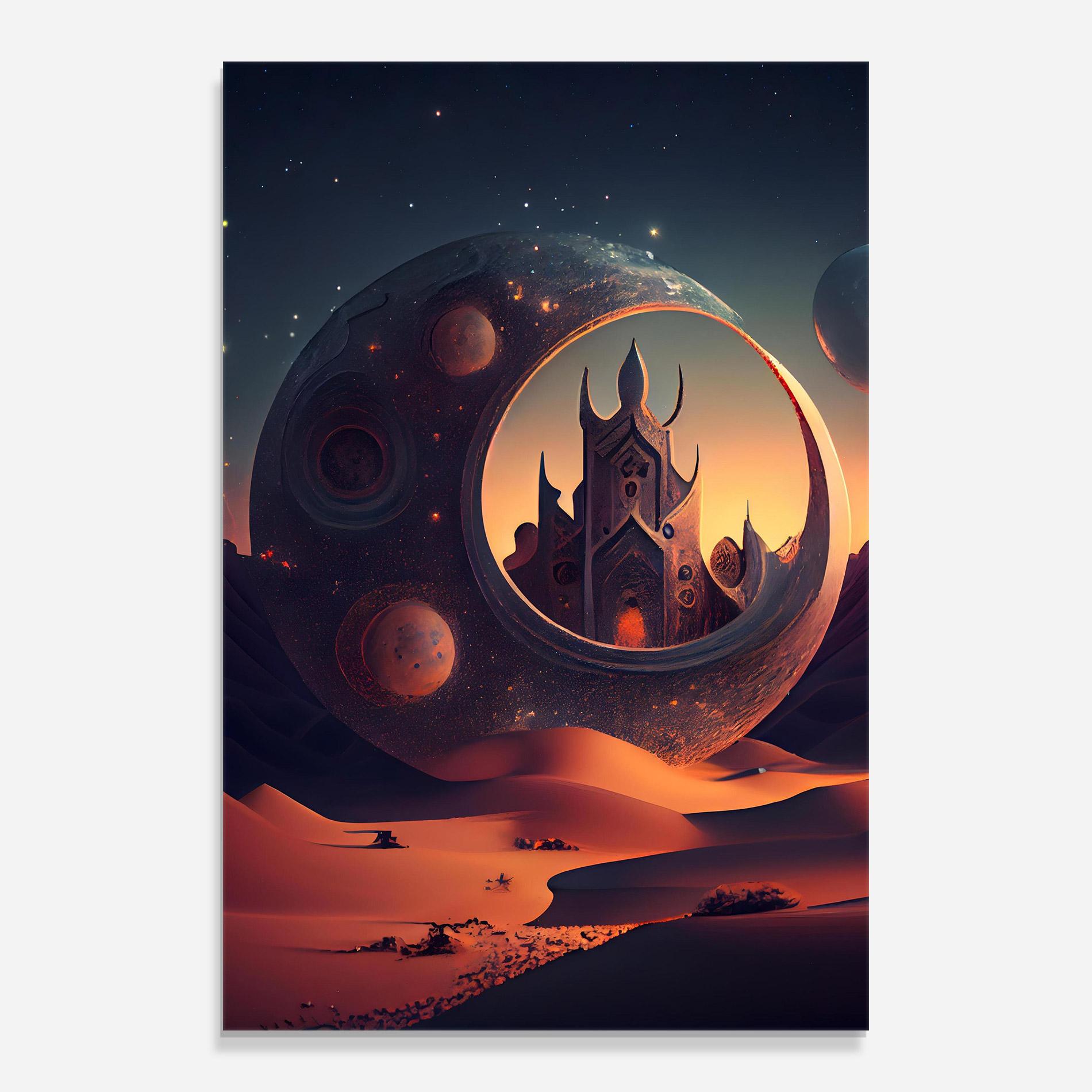 Glasbild Fantasy Desert Castle mockup 0