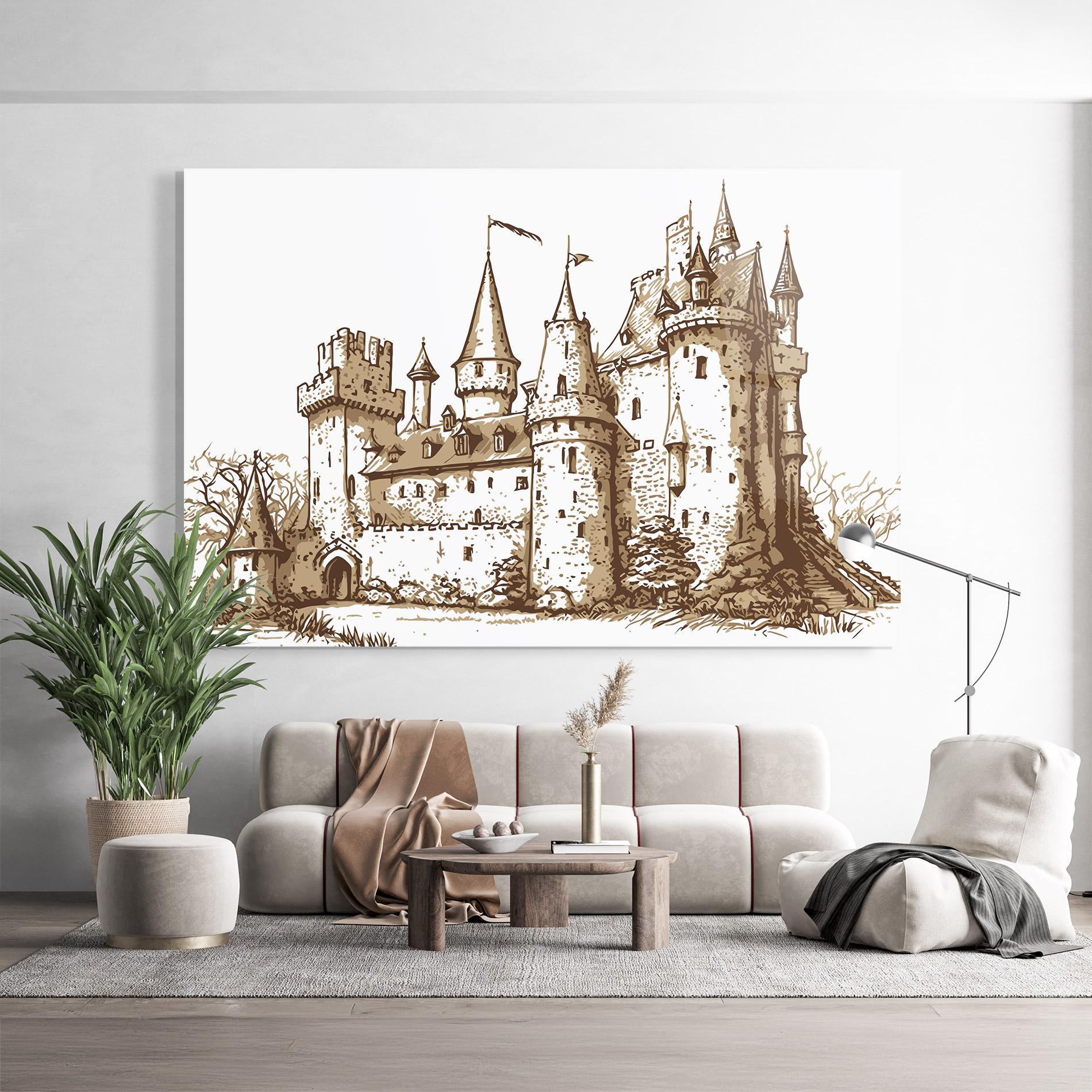 Glasbild Brown Line Castle mockup 9