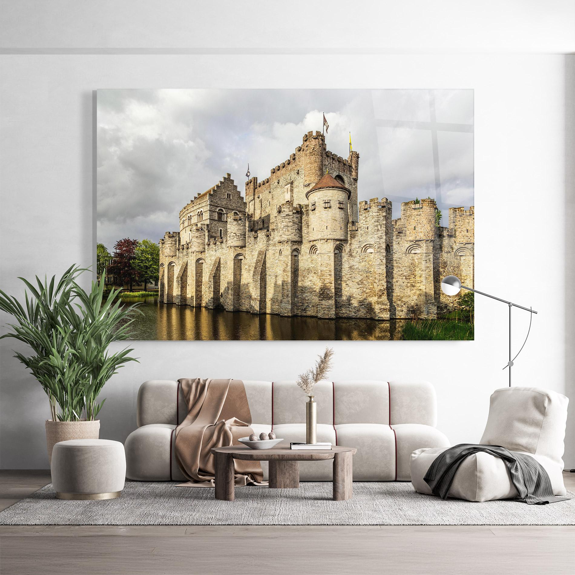 Glasbild Medieval Castle Belgium mockup 9
