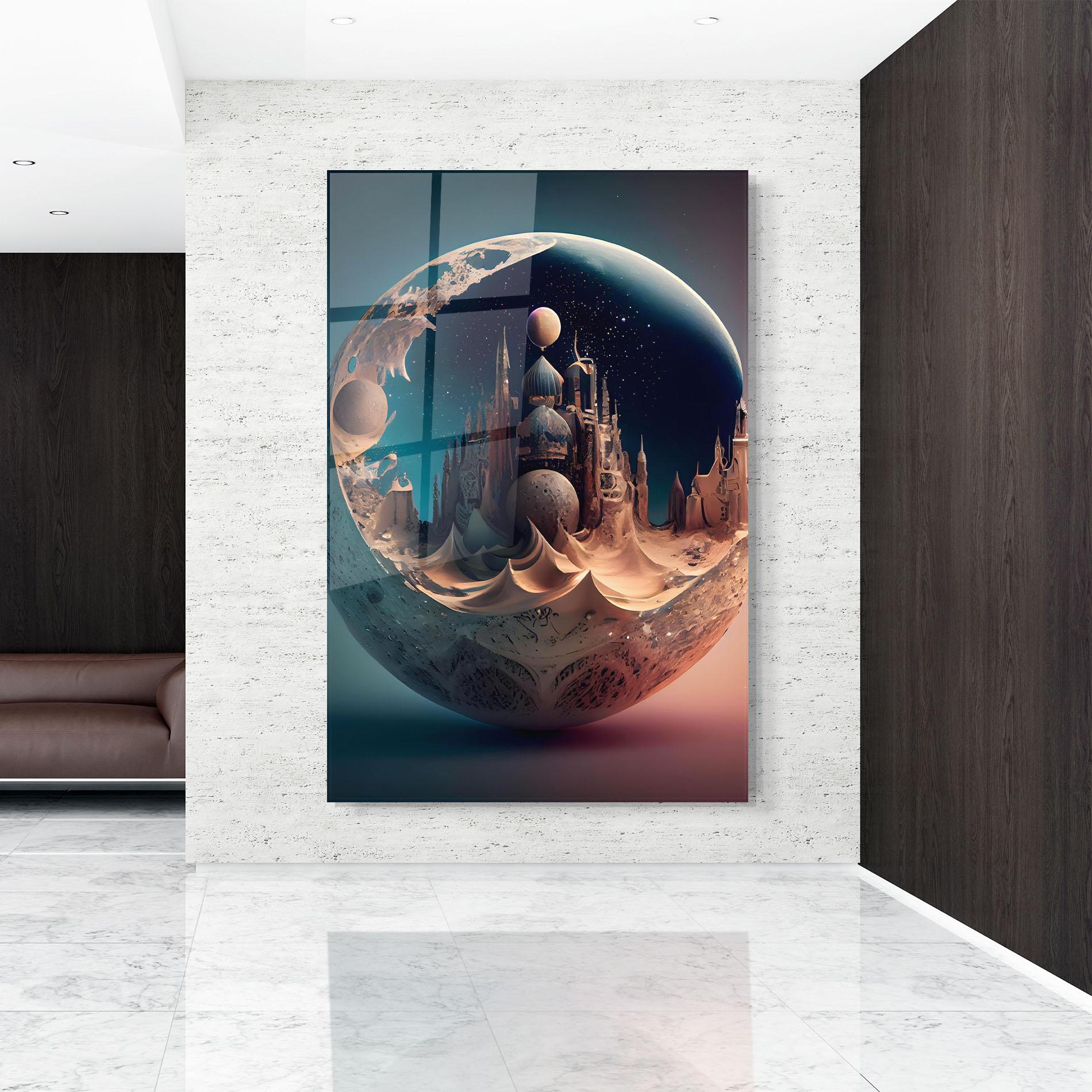 Glasbild Fantasy Planet Castle mockup 9