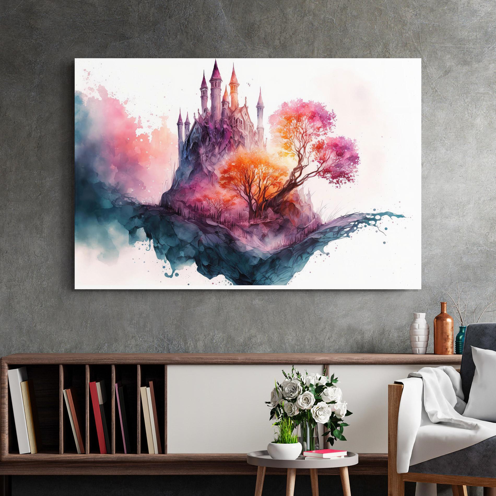 Glasbild Colorful Castle mockup 2