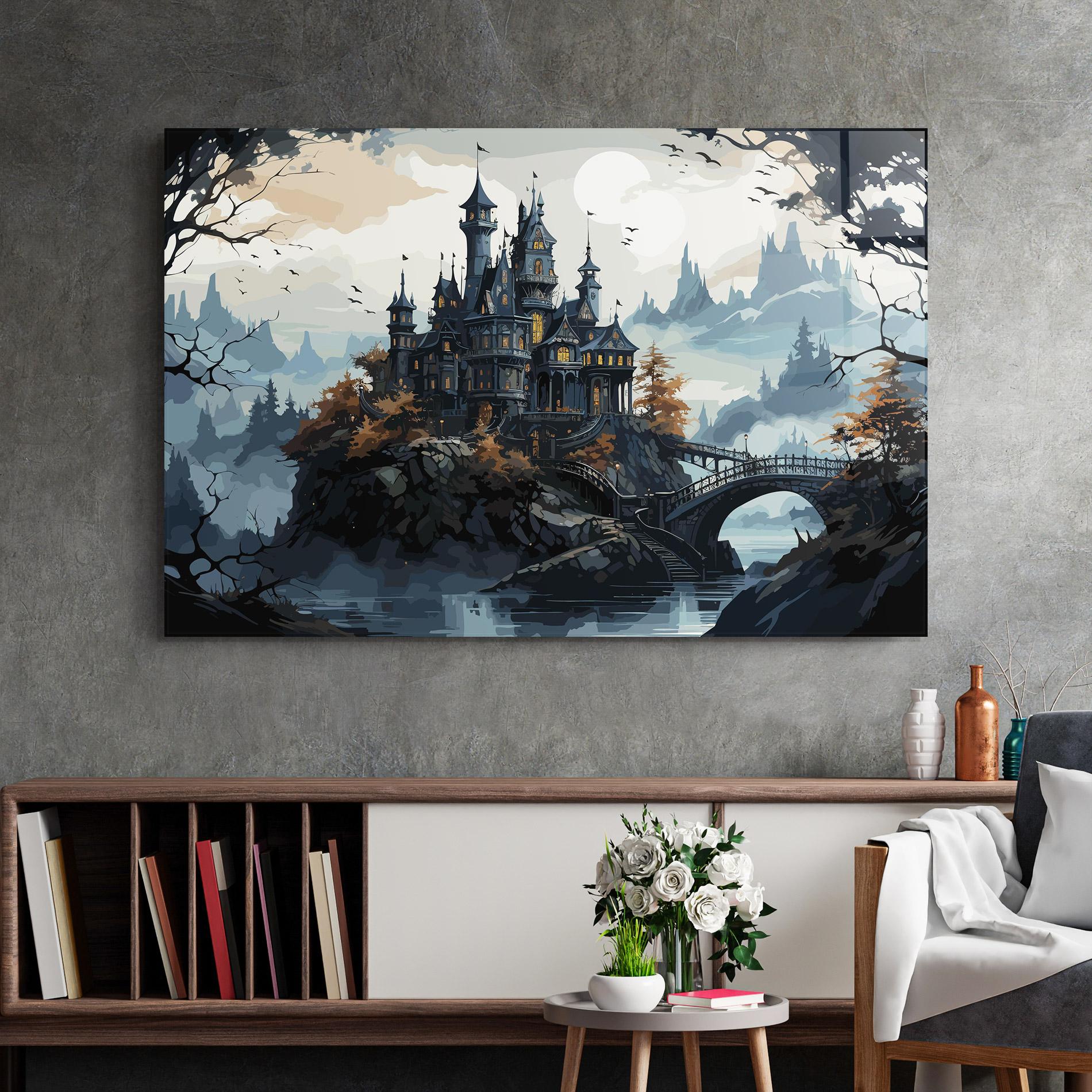 Glasbild Grey Big Castle mockup 2