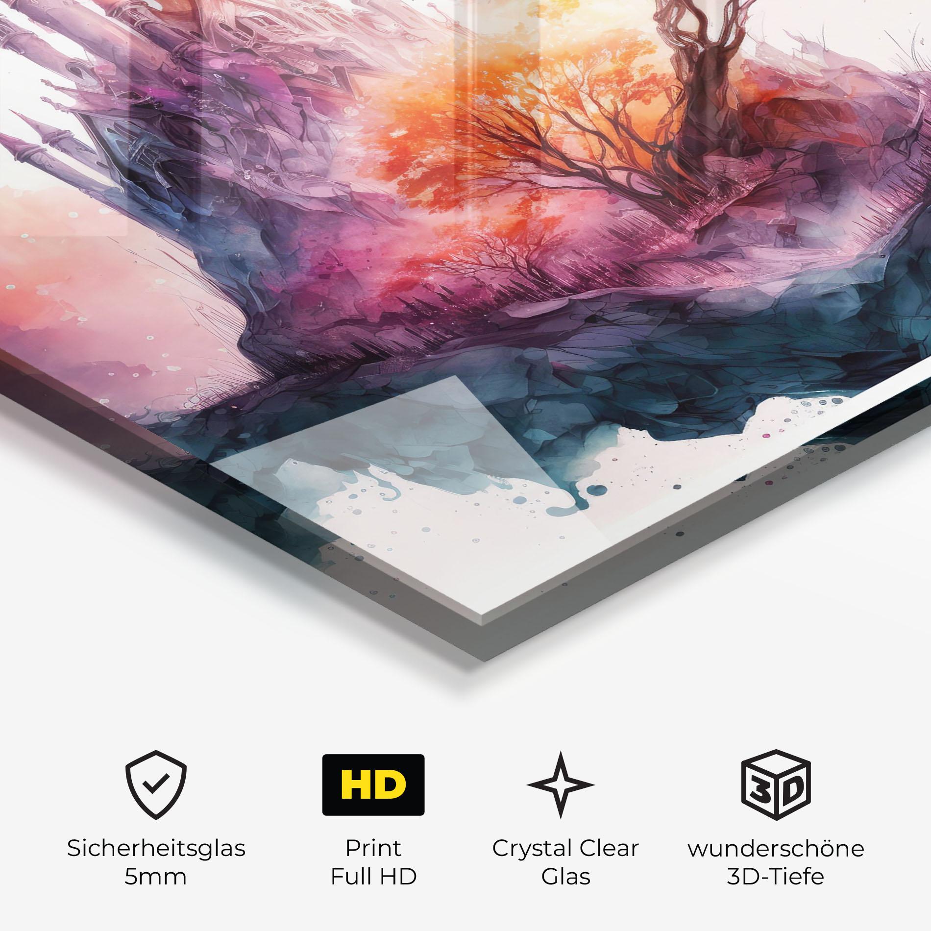 Glasbild Colorful Castle mockup 3