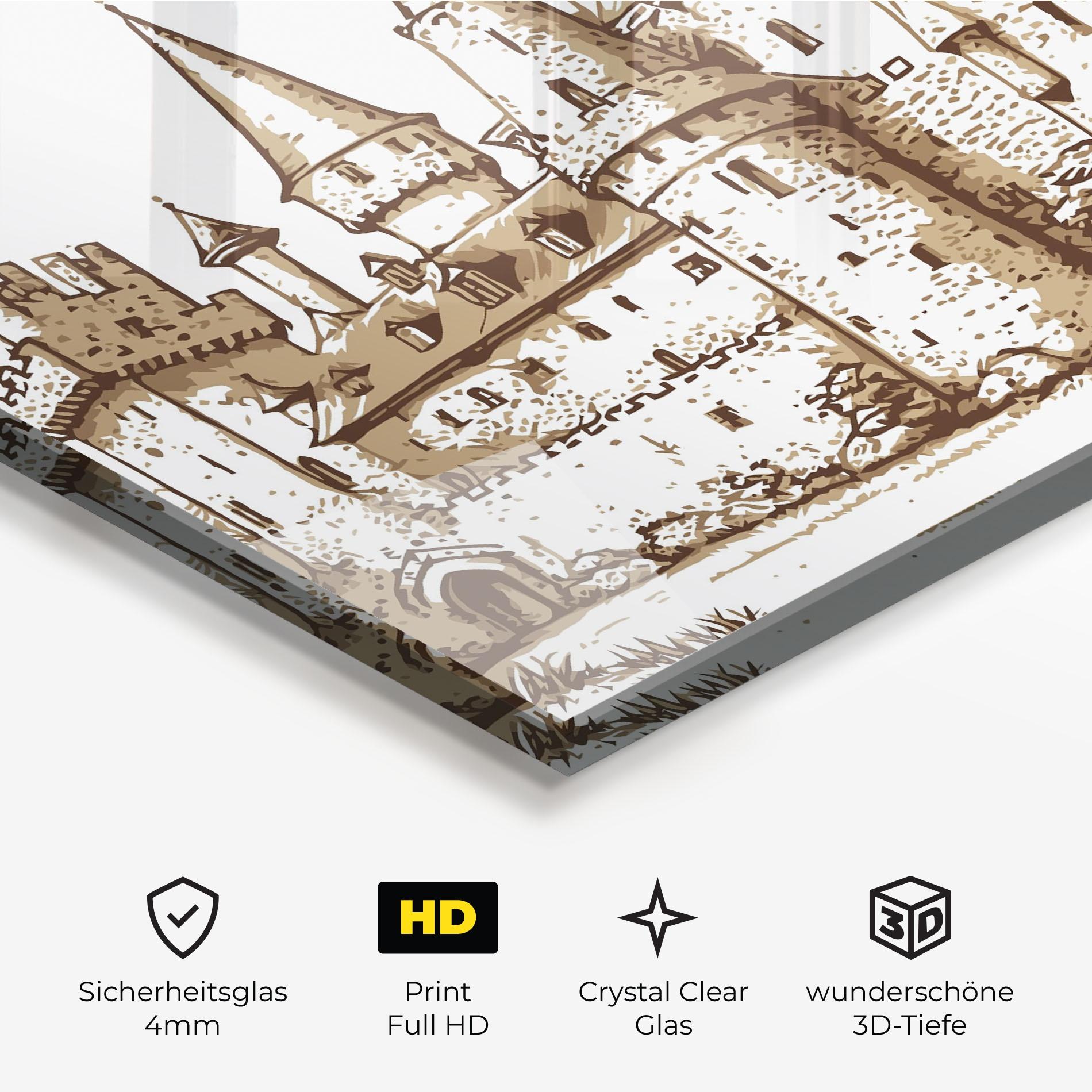 Glasbild Brown Line Castle mockup 3