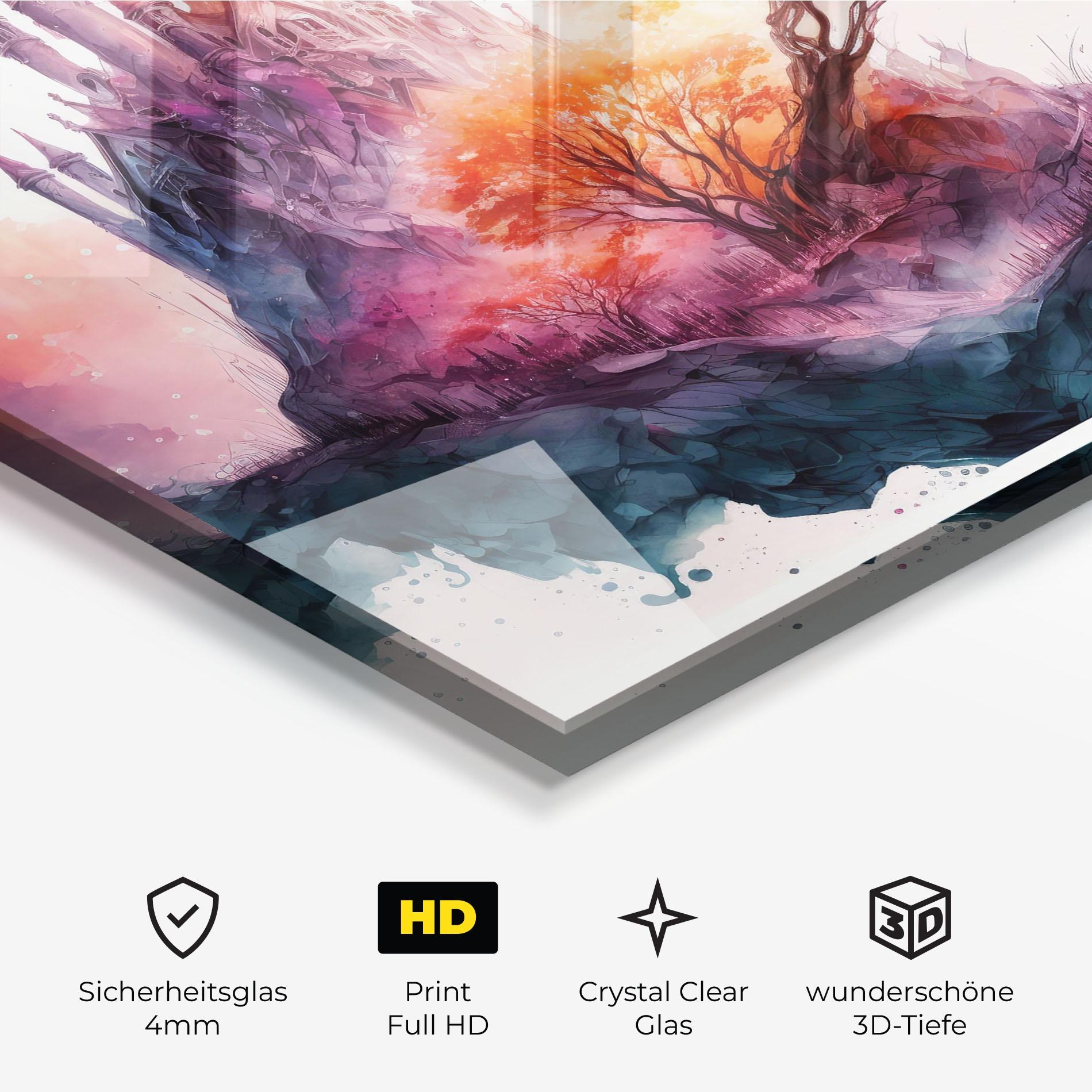 Glasbild Colorful Castle mockup 3