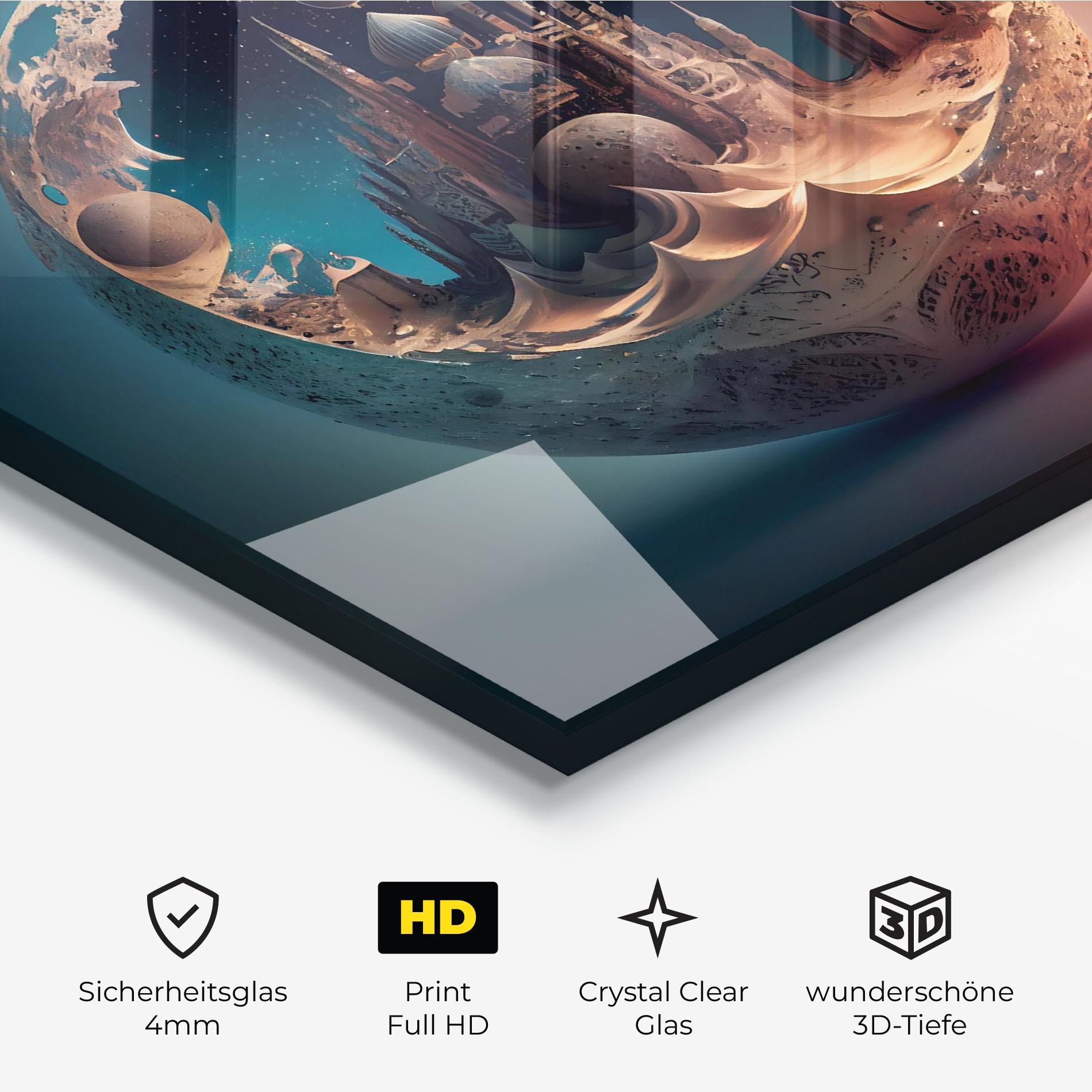 Glasbild Fantasy Planet Castle mockup 3