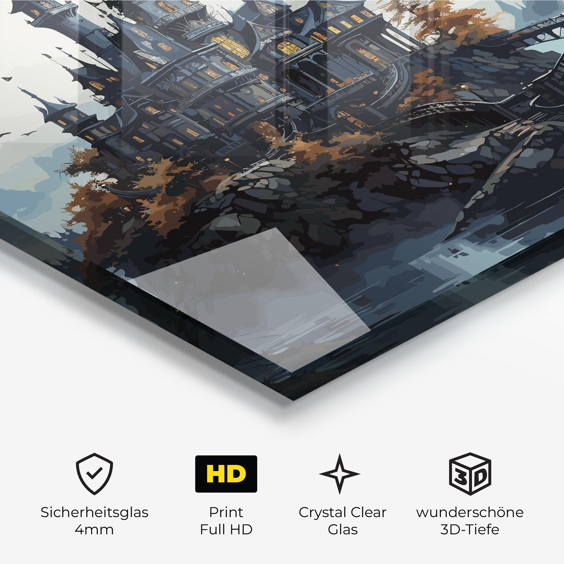 Glasbild Grey Big Castle mockup 3