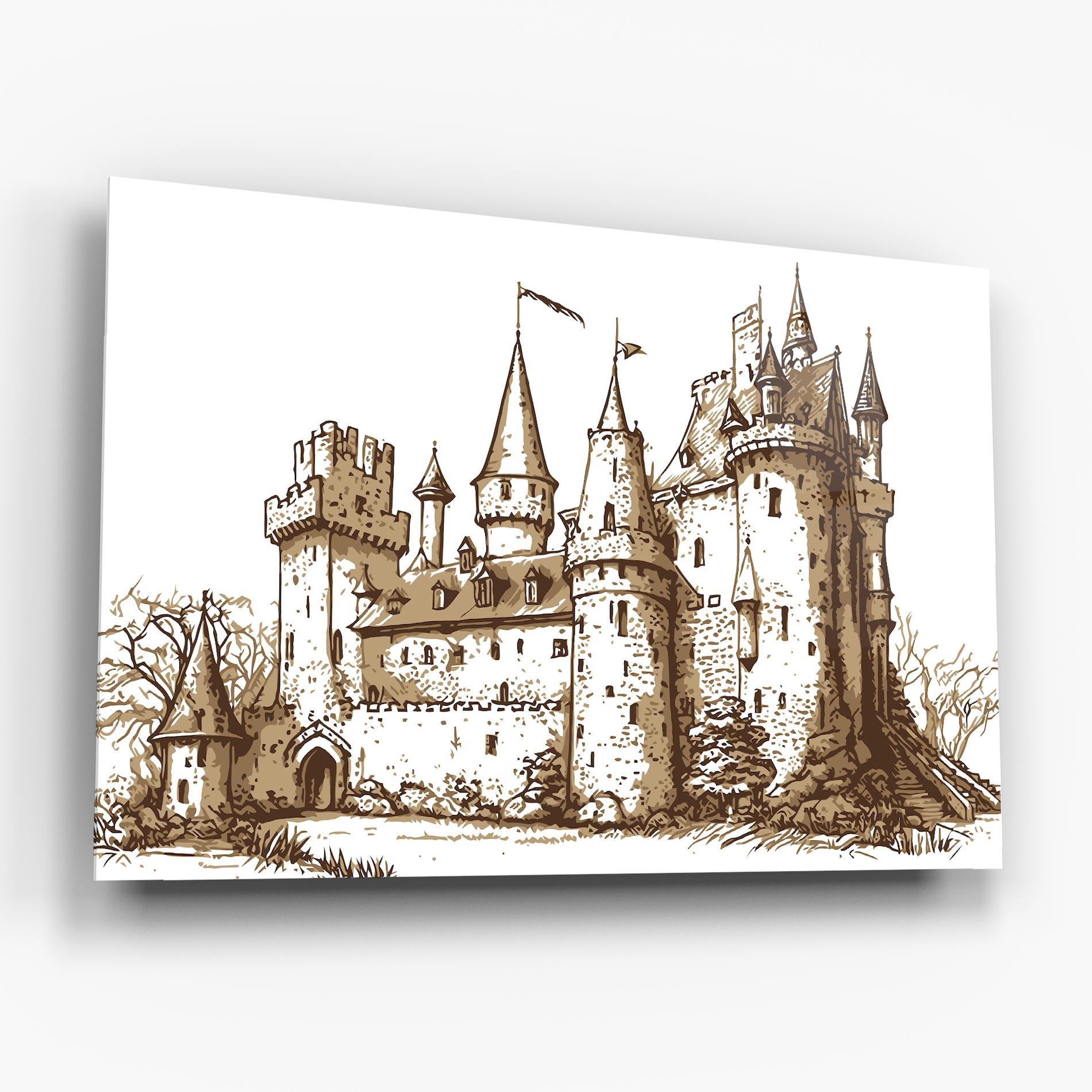 Glasbild Brown Line Castle mockup 6