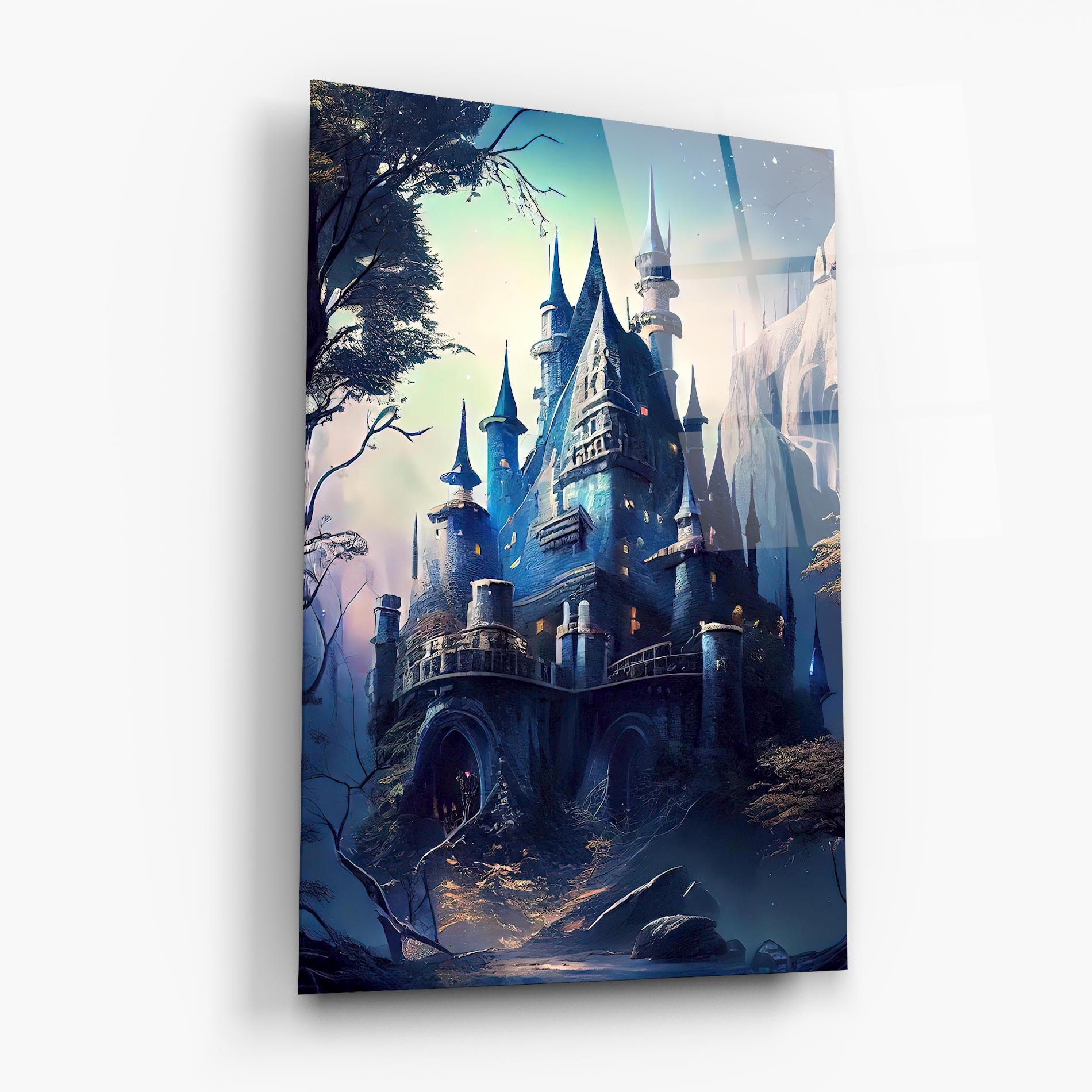 Glasbild Blue Art Castle mockup 6