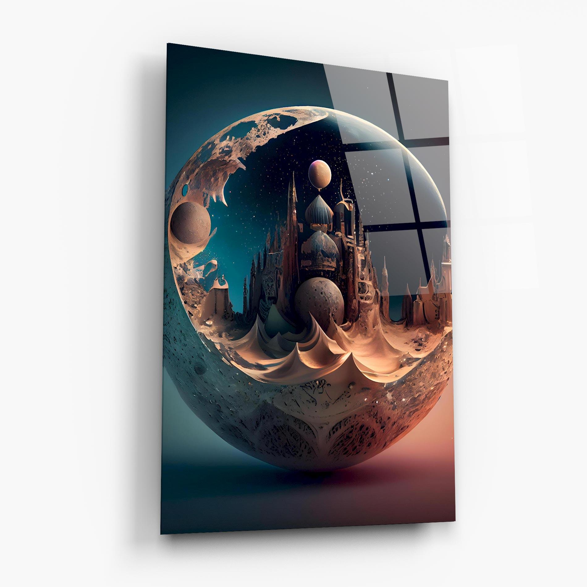 Glasbild Fantasy Planet Castle mockup 6