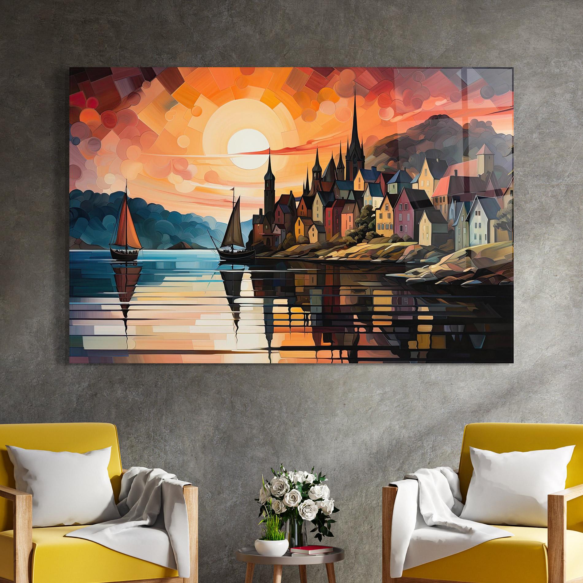 Glasbild Castle Painting mockup 4