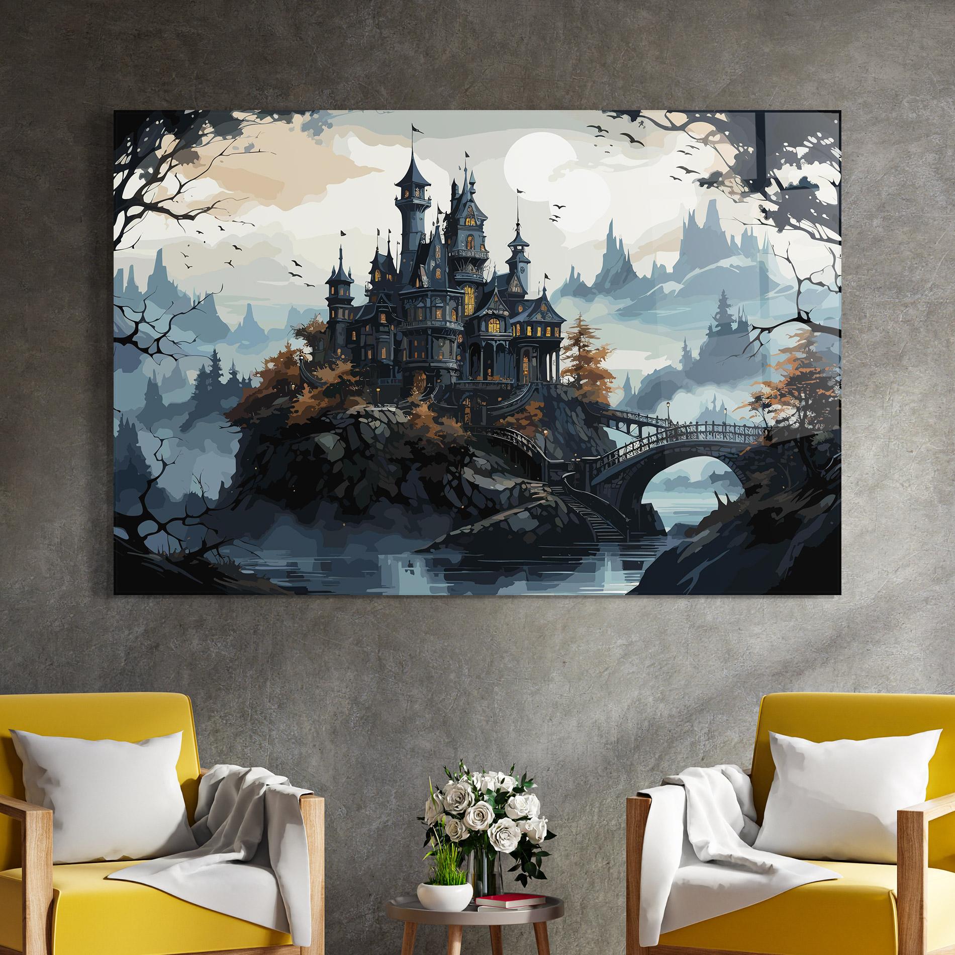 Glasbild Grey Big Castle mockup 4