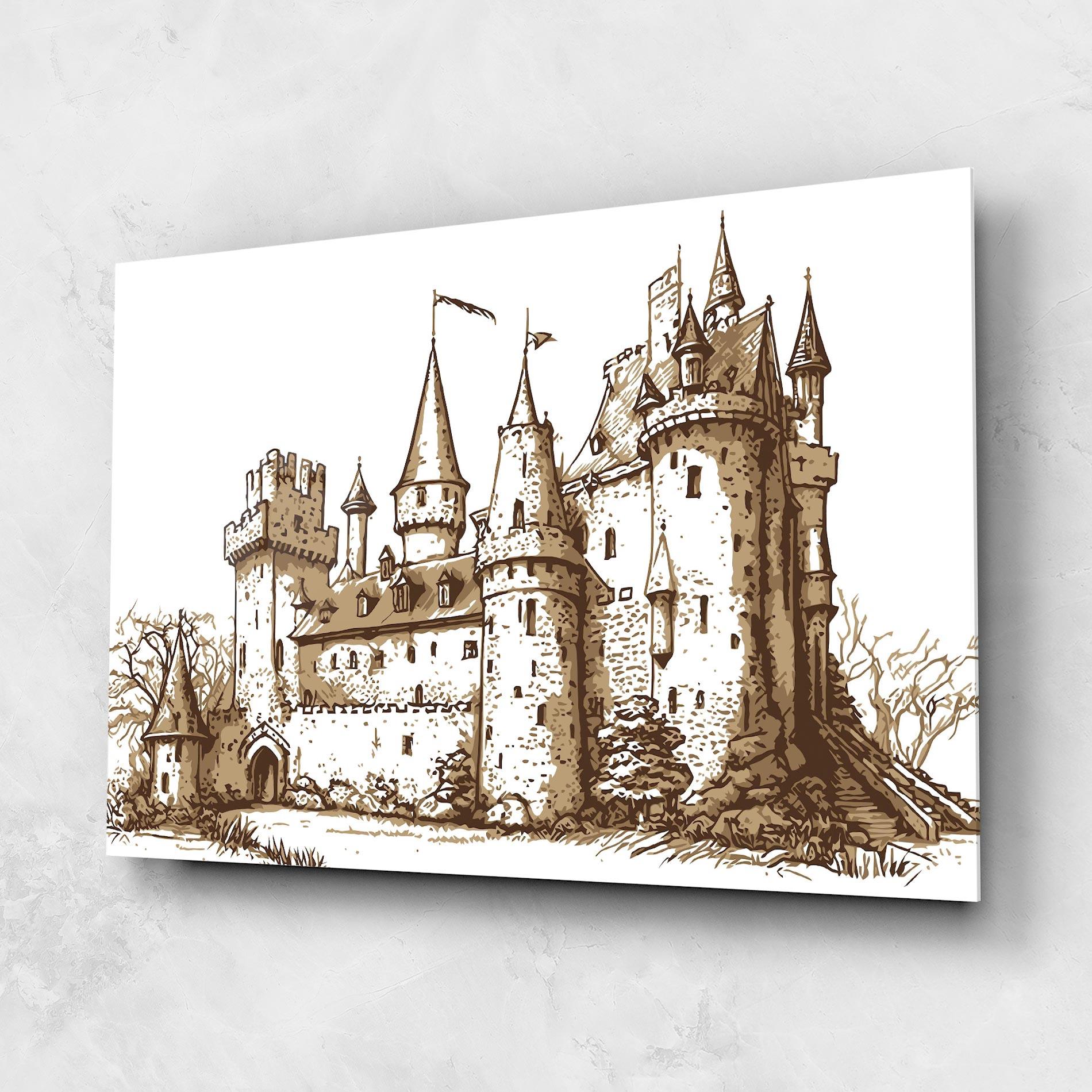 Glasbild Brown Line Castle mockup 1