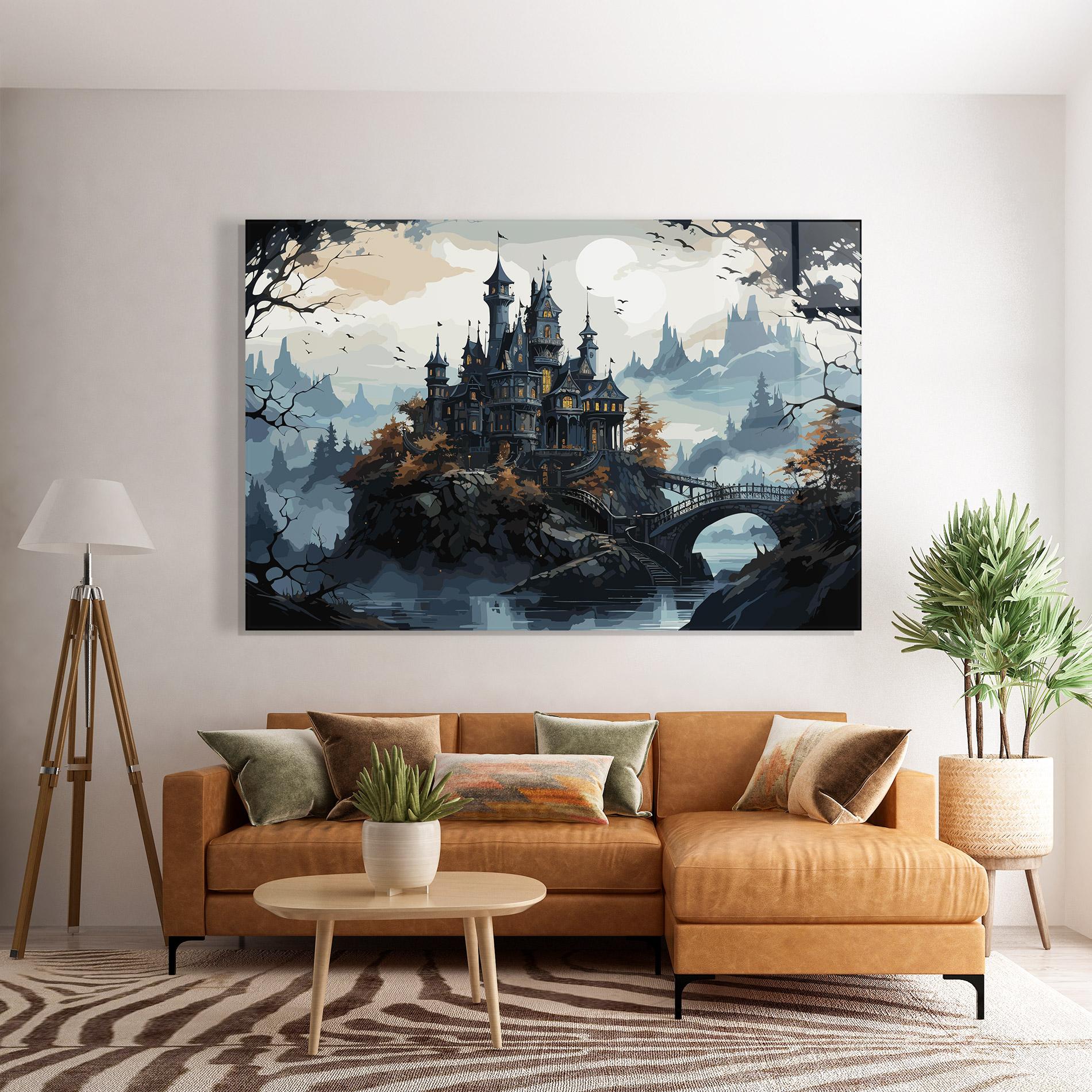 Glasbild Grey Big Castle mockup 7