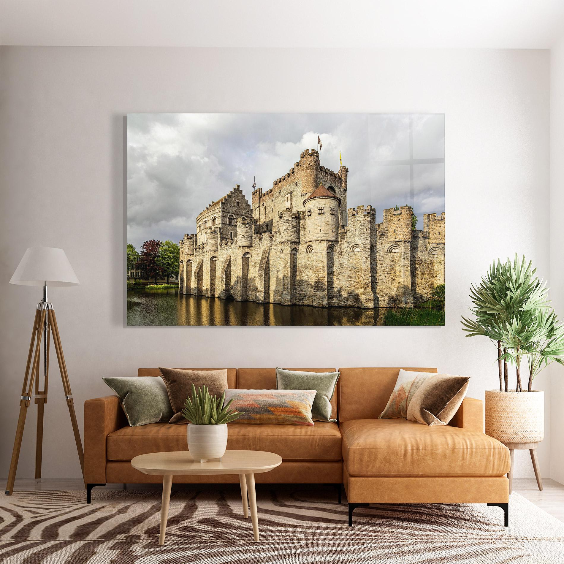 Glasbild Medieval Castle Belgium mockup 7