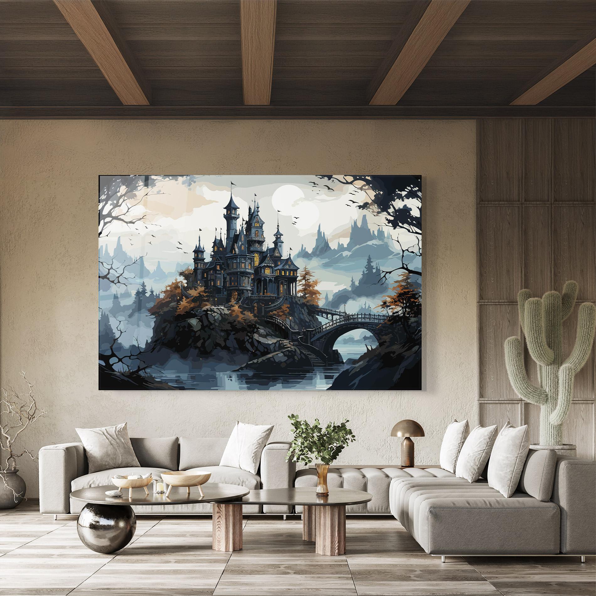 Glasbild Grey Big Castle mockup 8