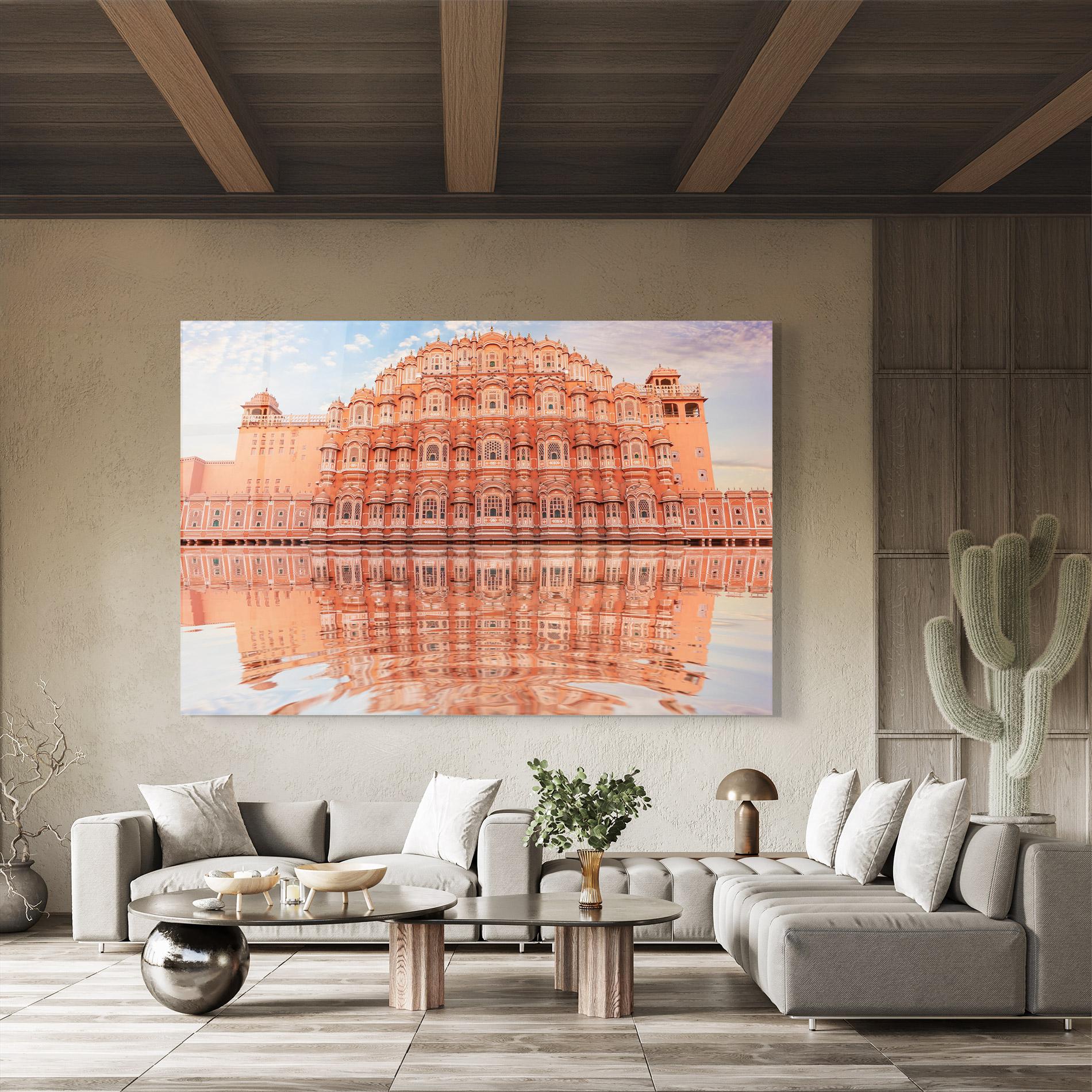 Glasbild Hawa Mahal India mockup 8