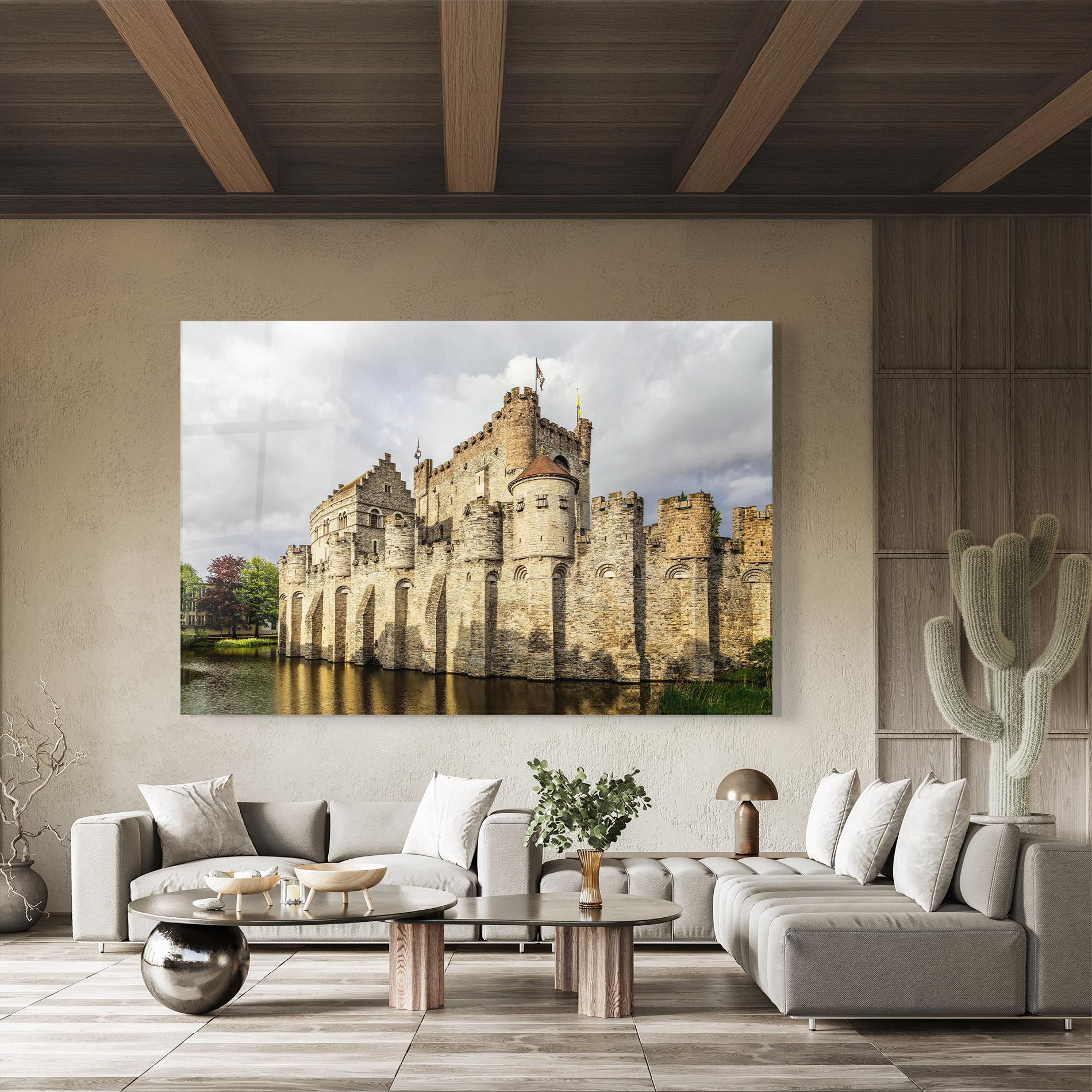 Glasbild Medieval Castle Belgium mockup 8