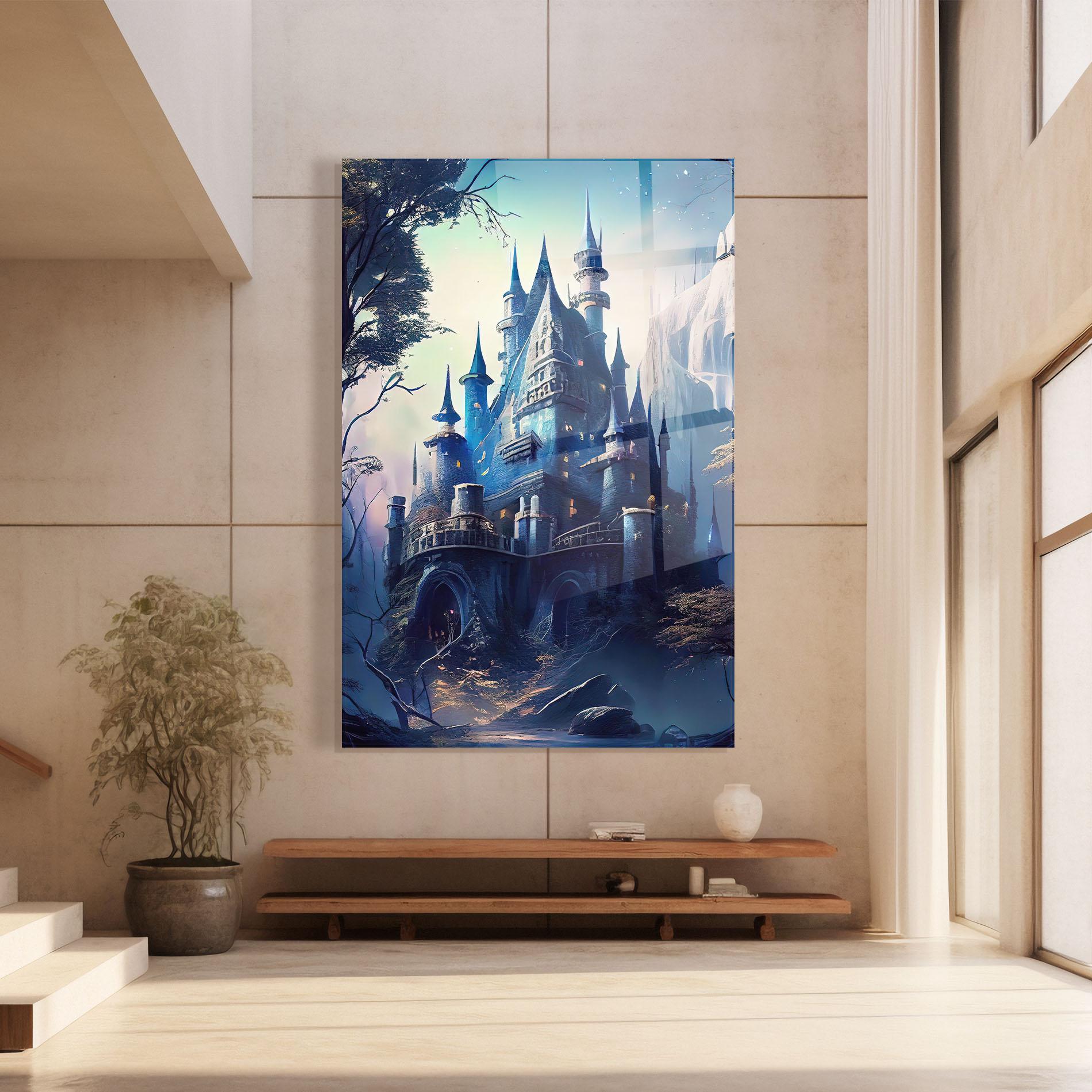 Glasbild Blue Art Castle mockup 8
