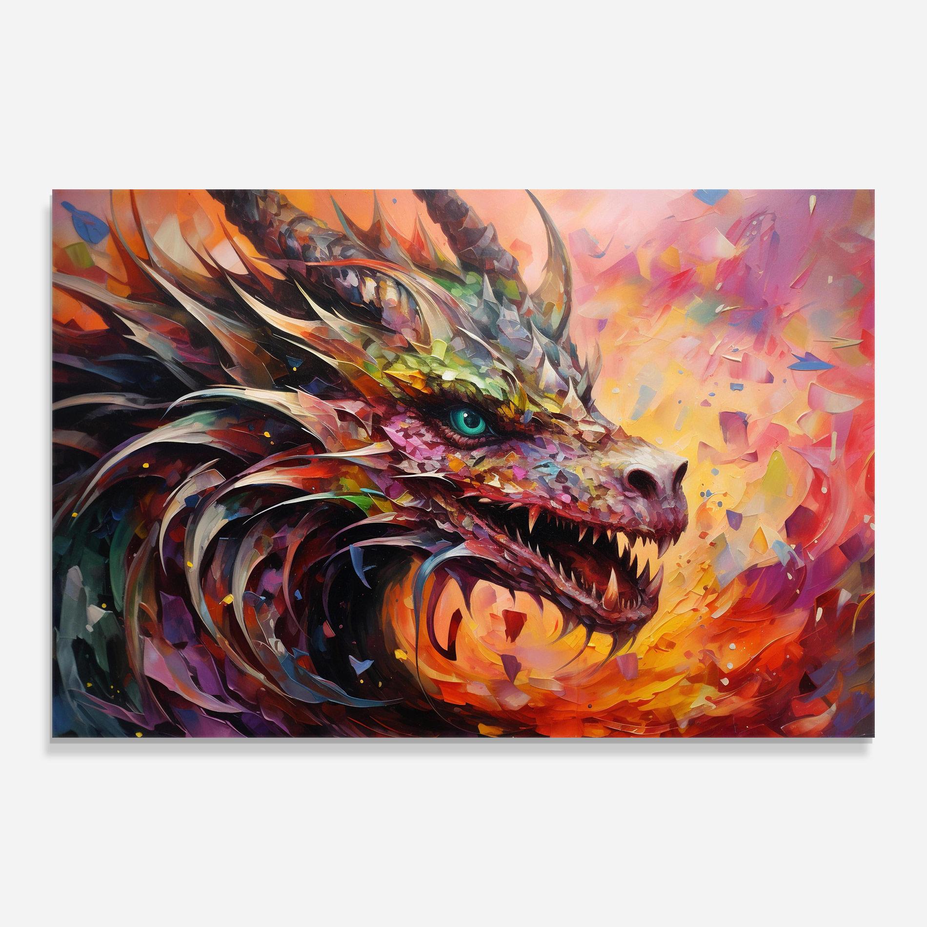 Glasbild Colorful Dragon Painting mockup 0