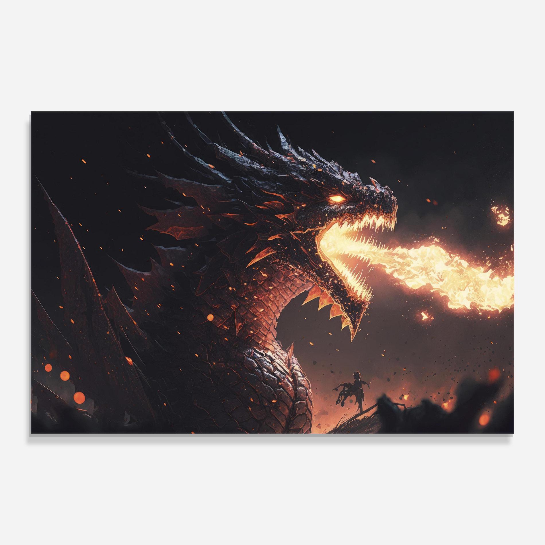 Glasbild Fire Explosion Dragon mockup 0