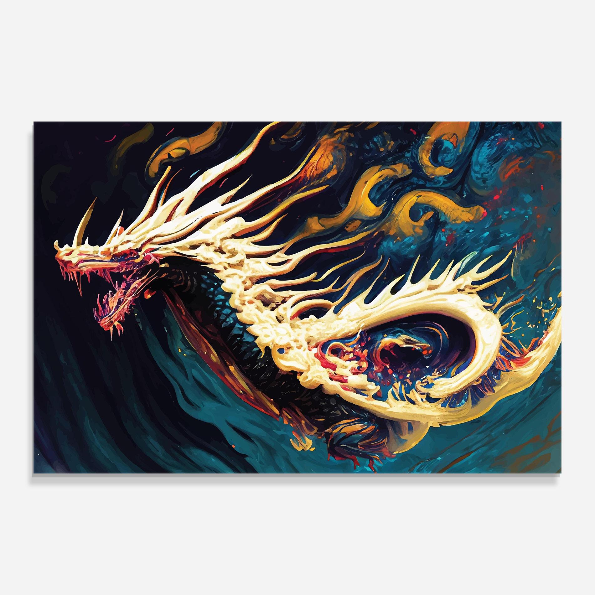 Glasbild Flying Acrylic Dragon mockup 0