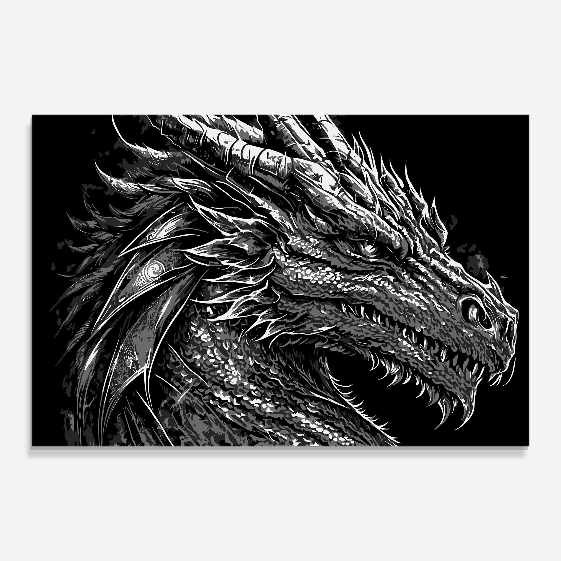 Glasbild Grey White Dragon mockup 0