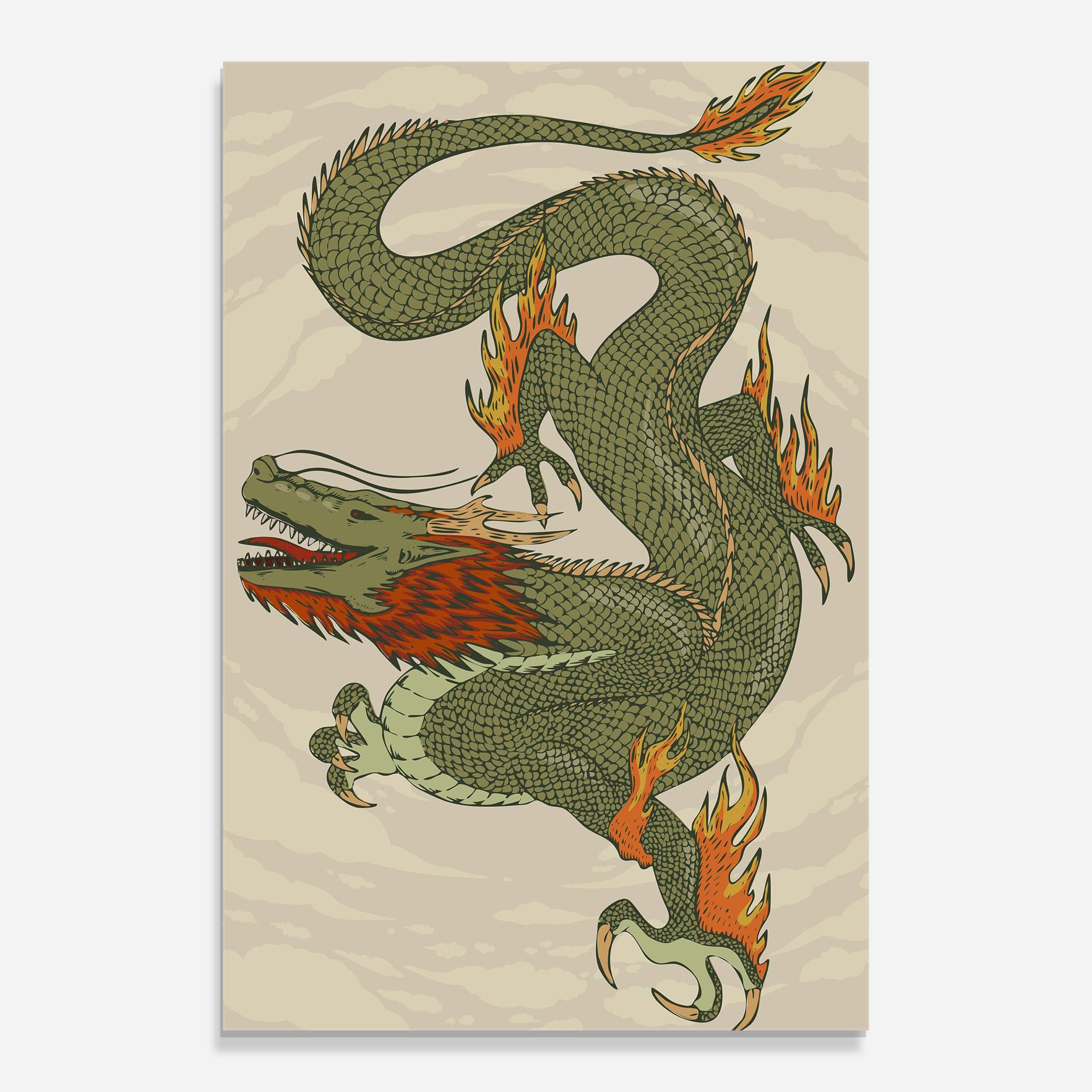 Glasbild Chinese Dragon Green mockup 0