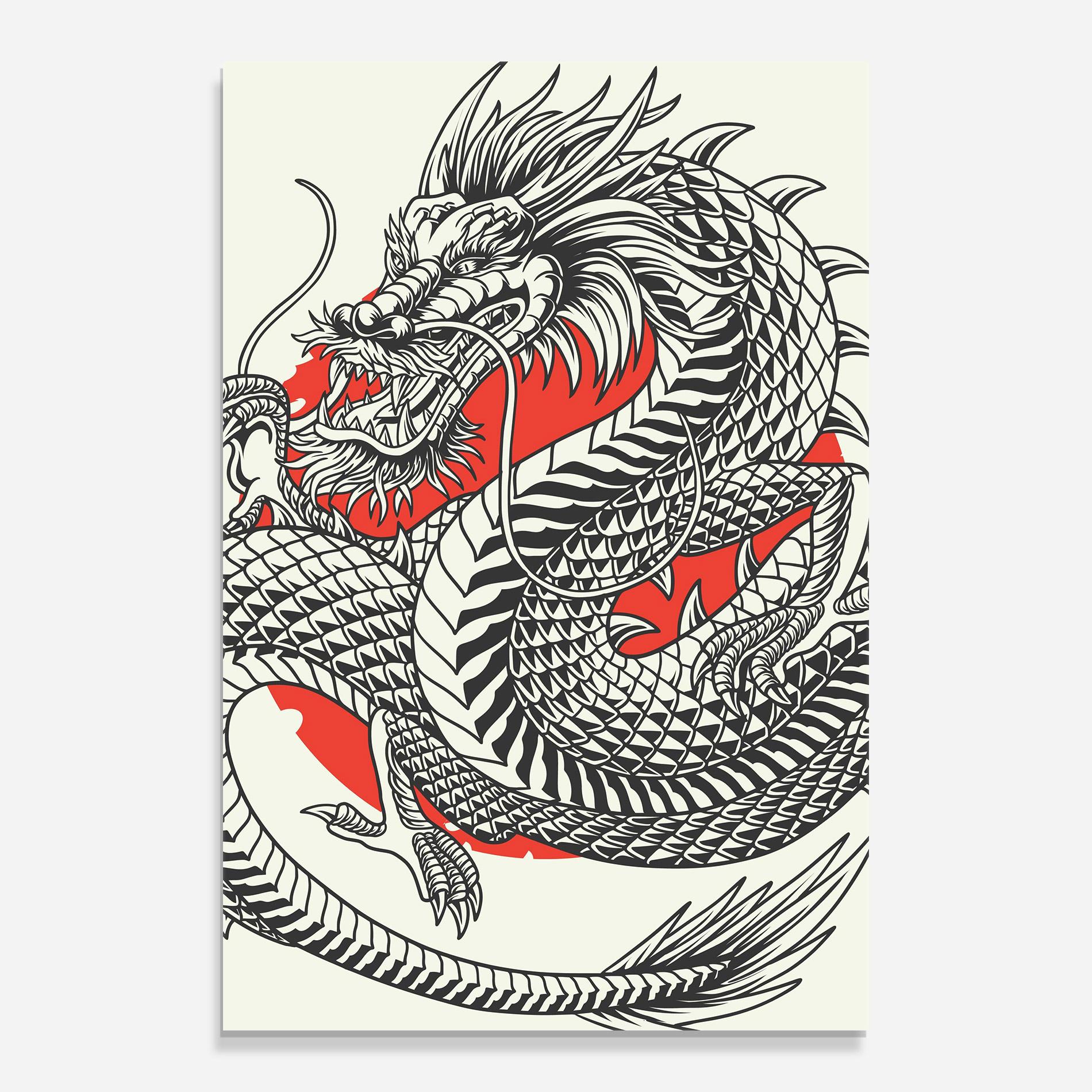 Glasbild Cream Grey Dragon mockup 0