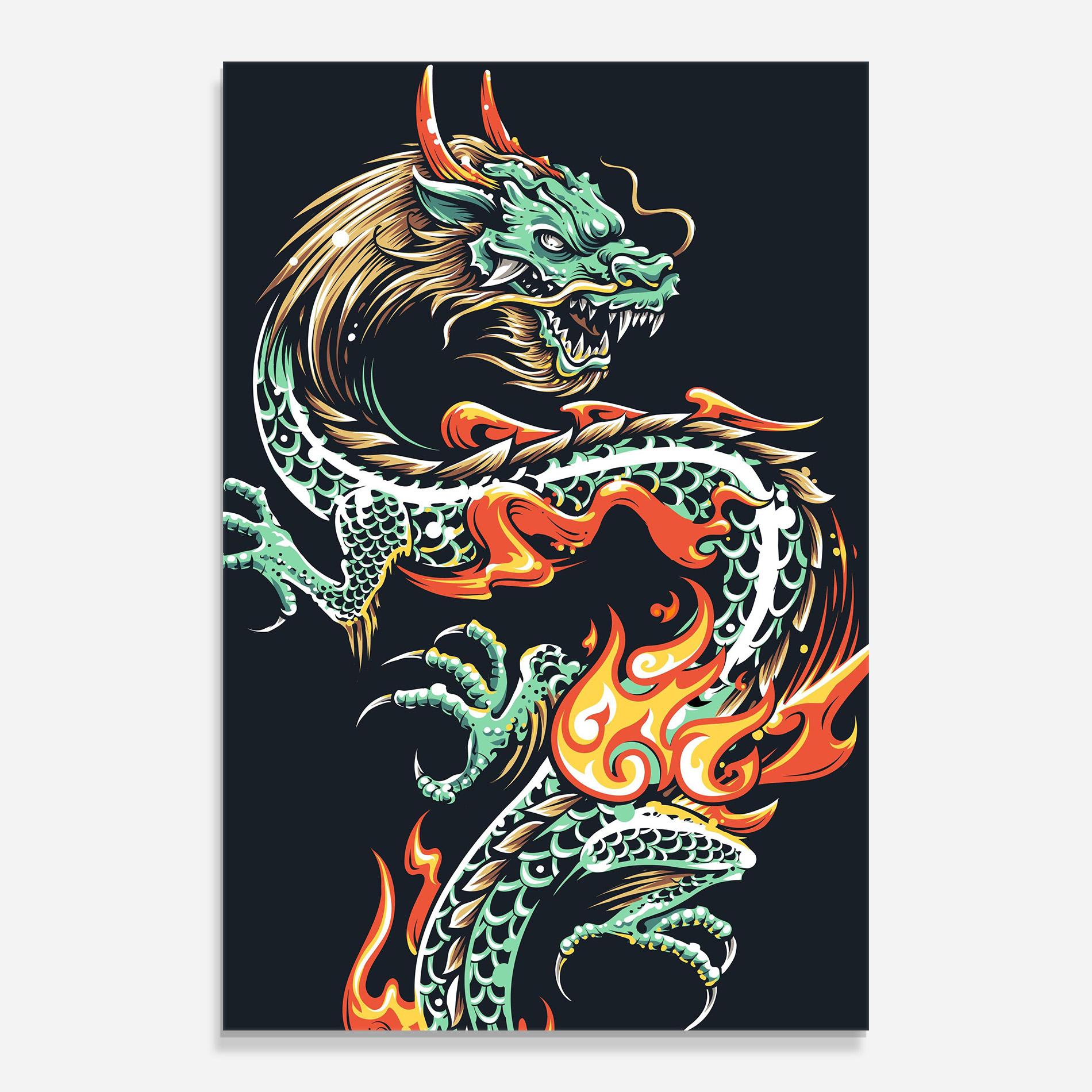 Glasbild Dragon Green mockup 0