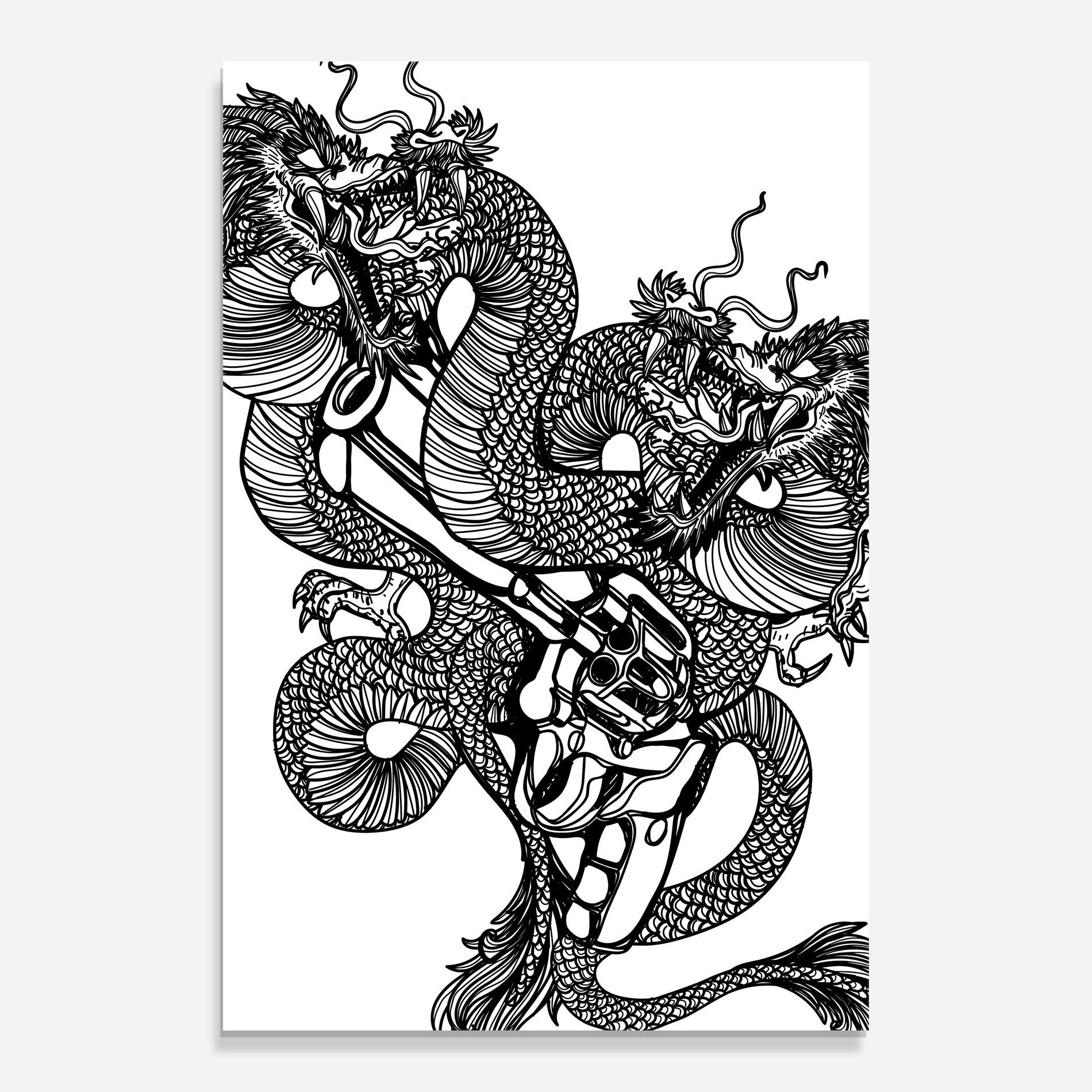 Glasbild Dragon Gun mockup 0