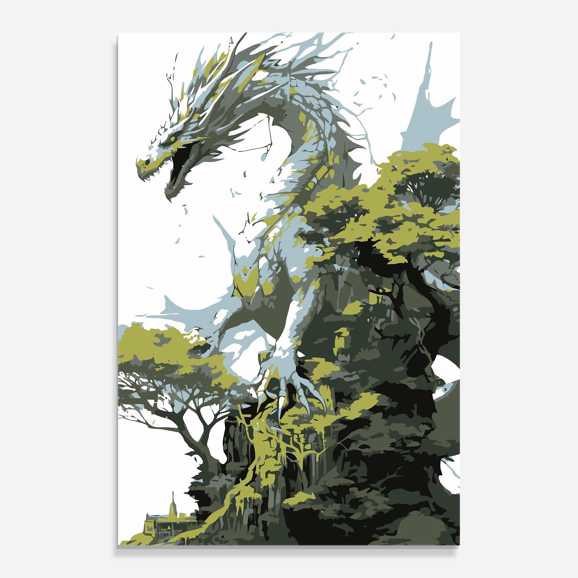 Glasbild Grey Nature Dragon mockup 0
