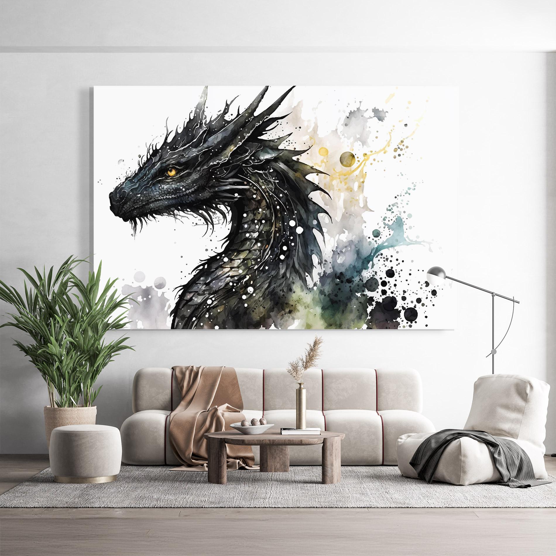 Glasbild Black Dragon Art mockup 9